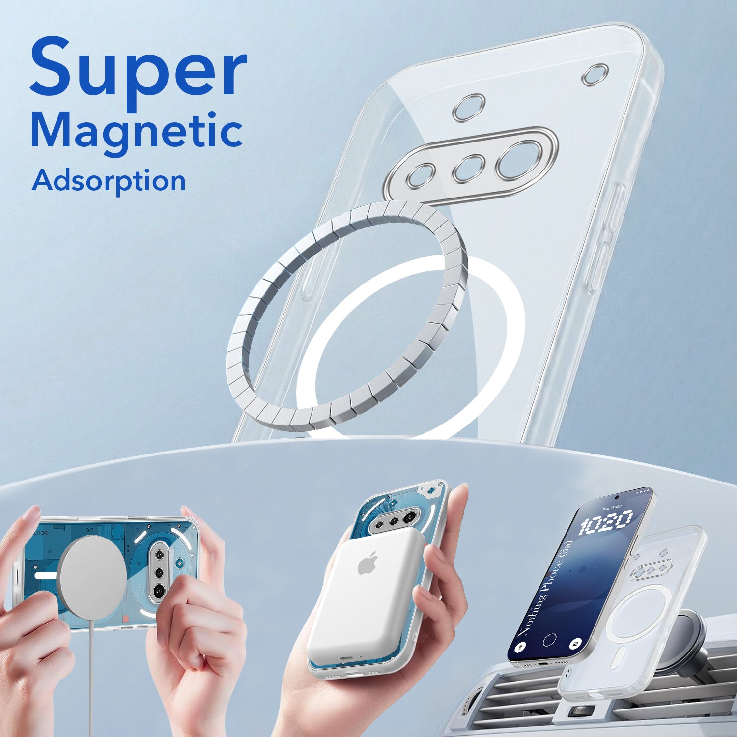 For Nothing Phone 3A 5G Back Cover Case Lifetime Anti-Yellow MagSafe Compatible Clear (Sleek Hard Crystal | Shockproof and Camera Protection)