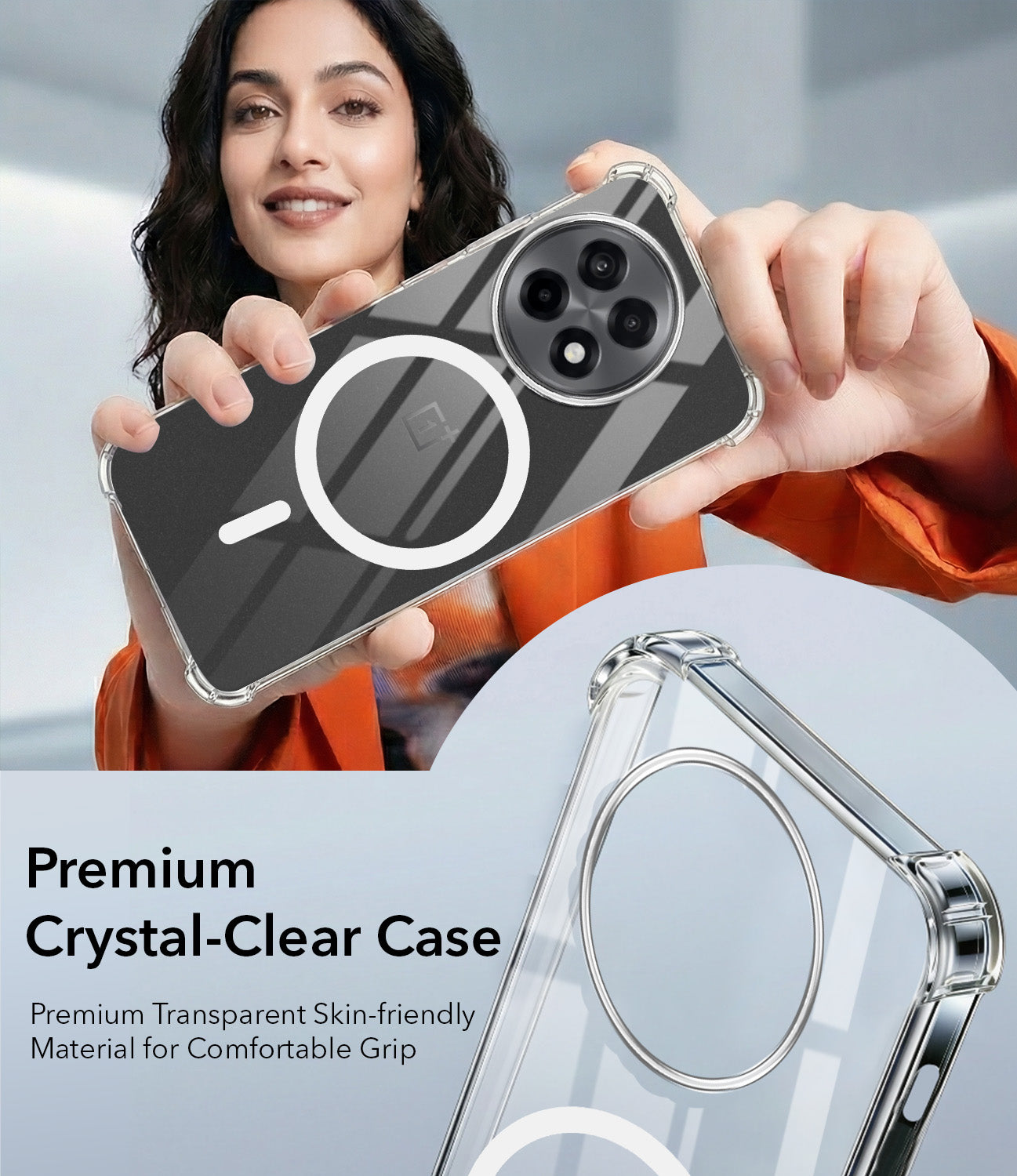 For OnePlus 13R 5G Back Cover Shockproof Crystal-Clear (Magsafe Wireless Support | Drop & Camera Protection | Hard Polycarbonate)