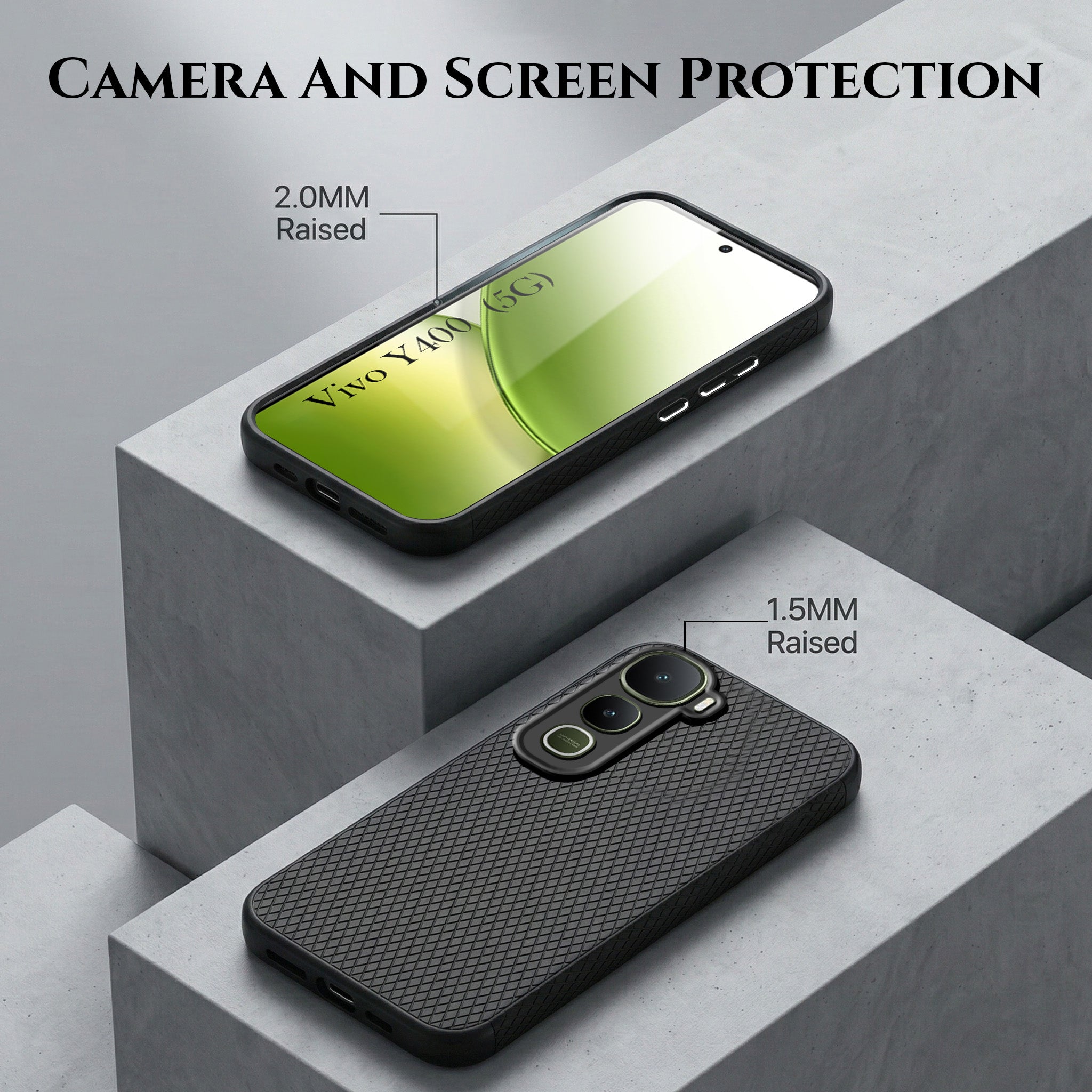 For Vivo Y400 Combo with Back Cover and 9H Tempered Glass (Liquid Silicone | Camera Protection | Oleophobic Coating Screen Glass)