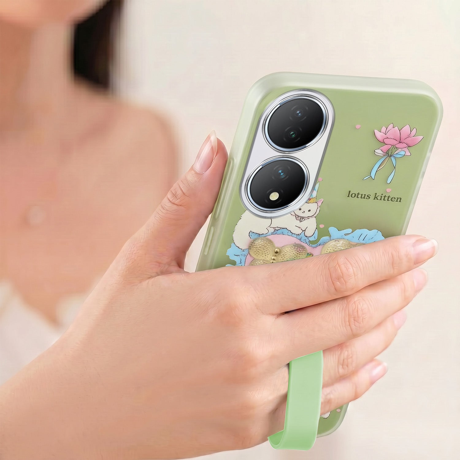 For Vivo Y100 Back Cover Case (3D Cute Heart Strap Holder | Camera Protection | Designer Girls Print)