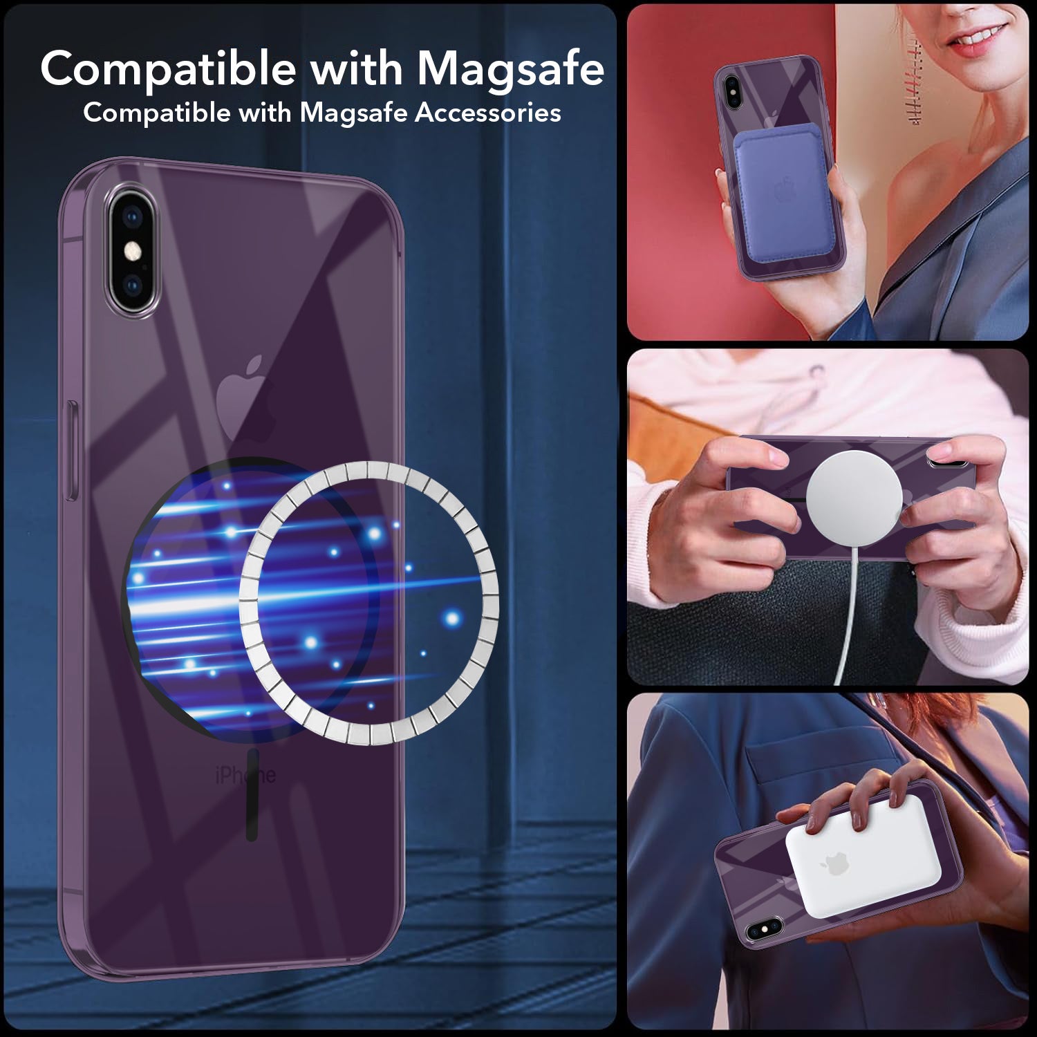 For Apple iPhone Xs Back Cover Case (Crystal Clear Case | MagSafe Wireless Charging Support | Hard Anti Yellow | Camera Protection Bump)
