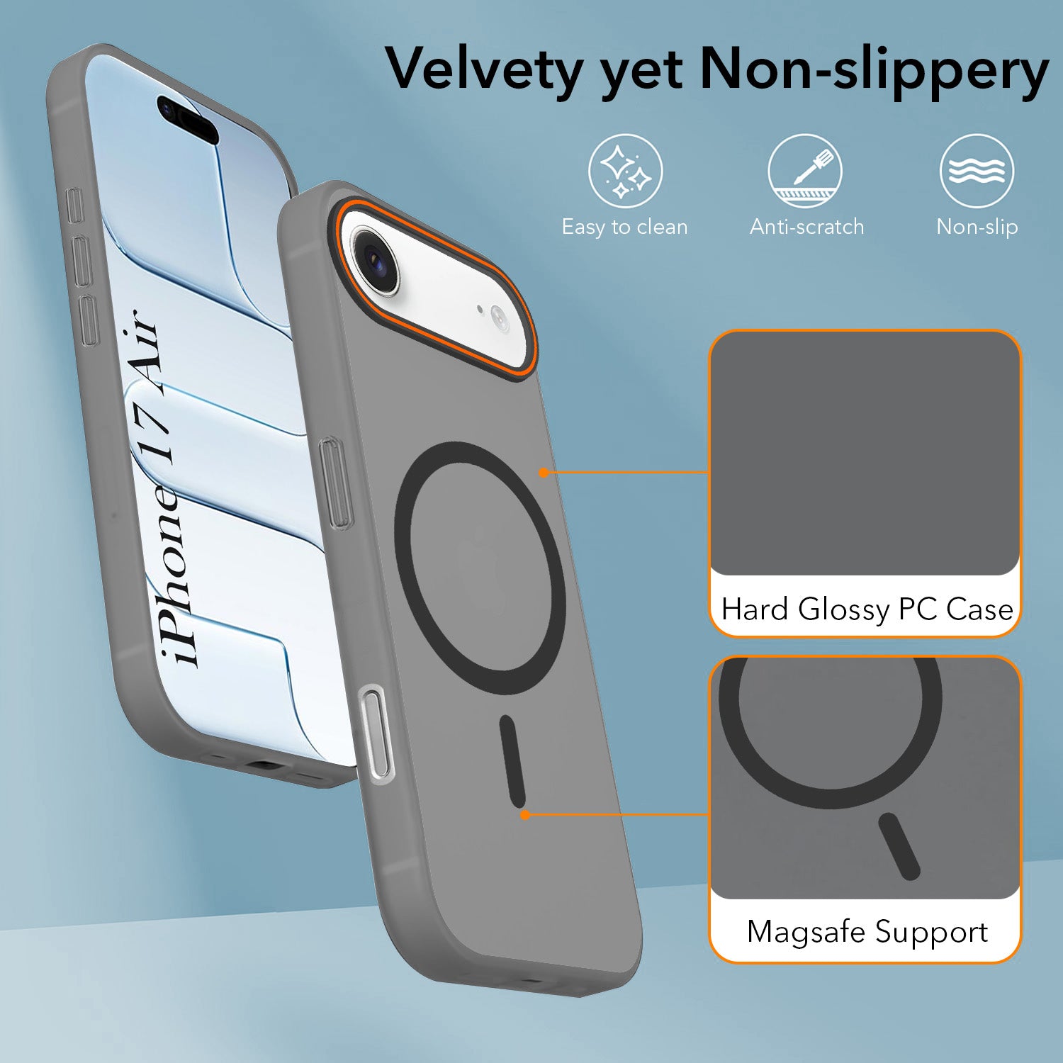 For Apple iPhone 17 Air Back Cover Case (Soft Touch | Camera Bump Protection | MagSafe Compatible | Matte Finish)