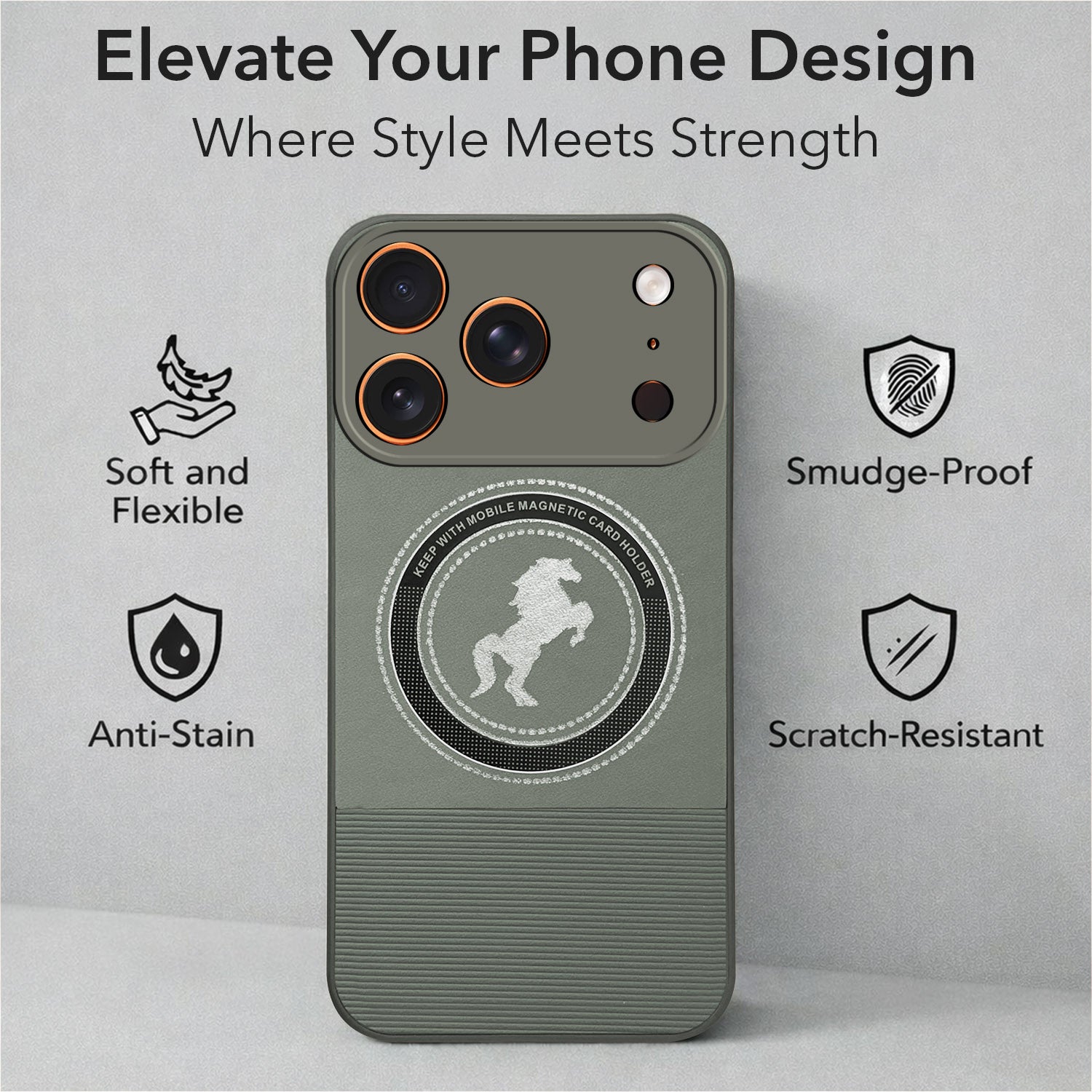 For Apple iPhone 17 Pro Back Cover Case PU Leather Finish (Professional Minimalist Texture | MagSafe Compatile | Camera Protection | Sleek Sober Formal)
