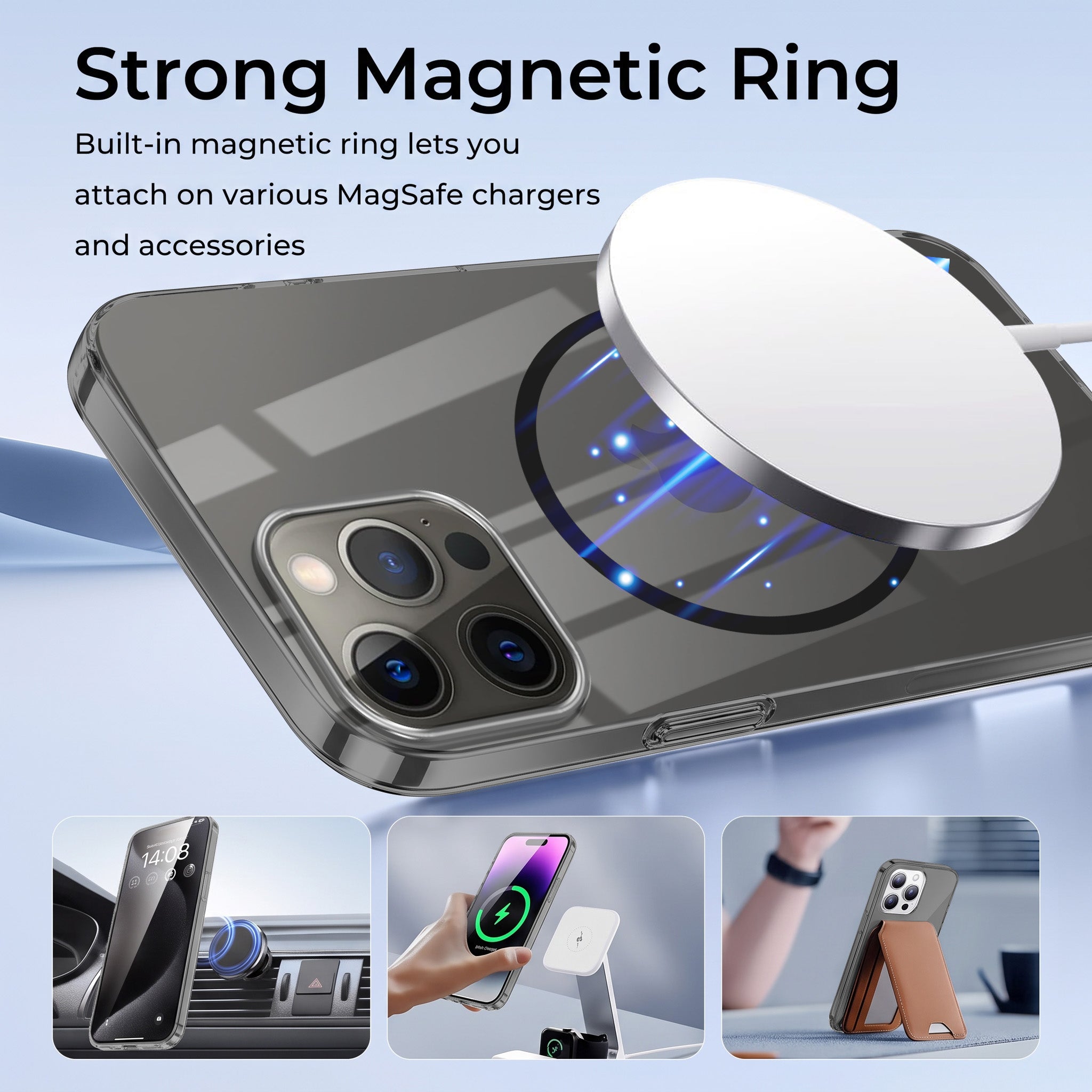 For Apple iPhone 12 Pro Max Back Case Cover Crystal Anti Yellow (Unbreakable PC | MagSafe Wireless Charging Support |Camera Protection Bump)