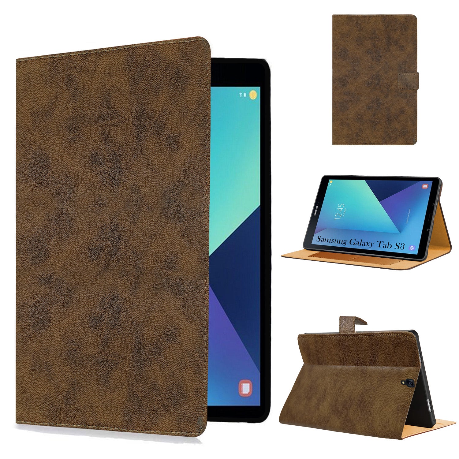 For Samsung Galaxy Tab S3 T825 9.7 Inch SM-T820/T825/T825Y  Flip Cover Folio Cover (PU Leather | Multi-Angle Smart Stand | Card Storage Slots | Silicone Back Pouch)