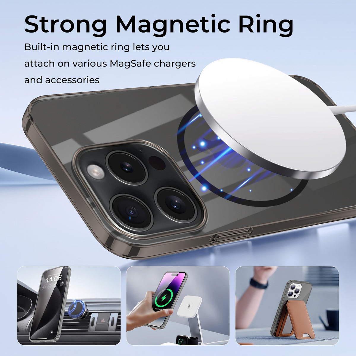 For Apple iPhone 15 Pro Max Back Case Cover Crystal Anti Yellow (Unbreakable PC | MagSafe Wireless Charging Support |Camera Protection Bump)