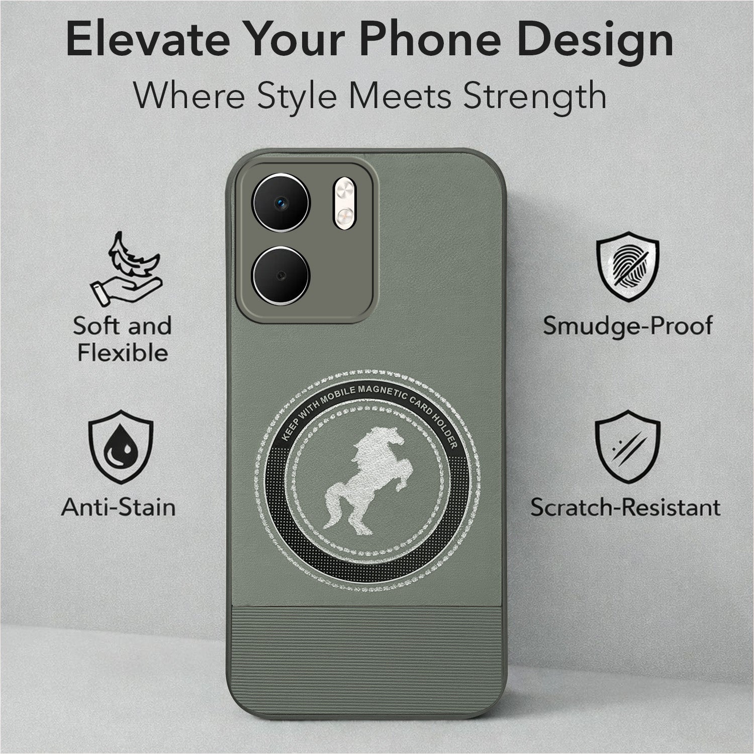 For Oppo A5X Back Cover Case PU Leather Finish (Professional Minimalist Texture | MagSafe Compatile | Camera Protection | Sleek Sober Formal)