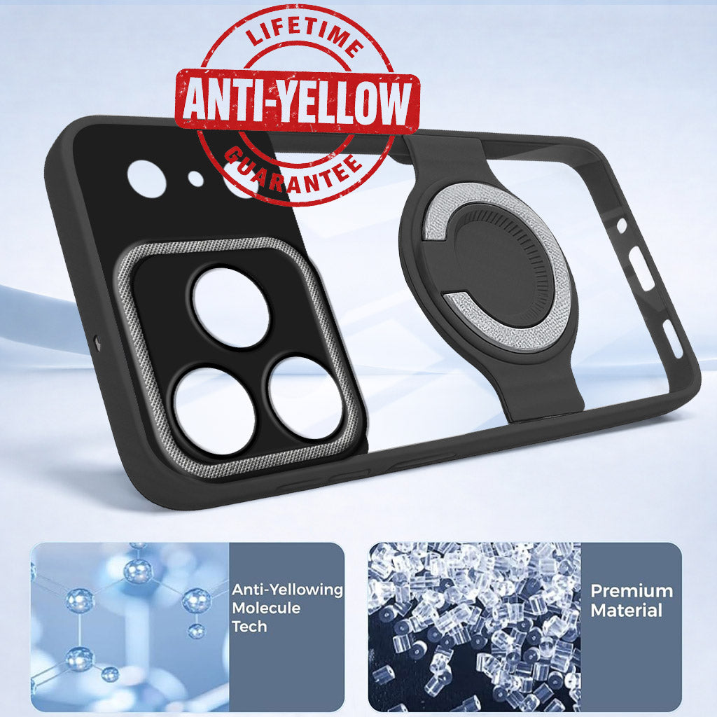 For Apple iPhone 17 Pro Max Back Cover Case with stand (Built-in Ring Holder Kickstand | Lifetime Anti Yellow | Camera Protection)