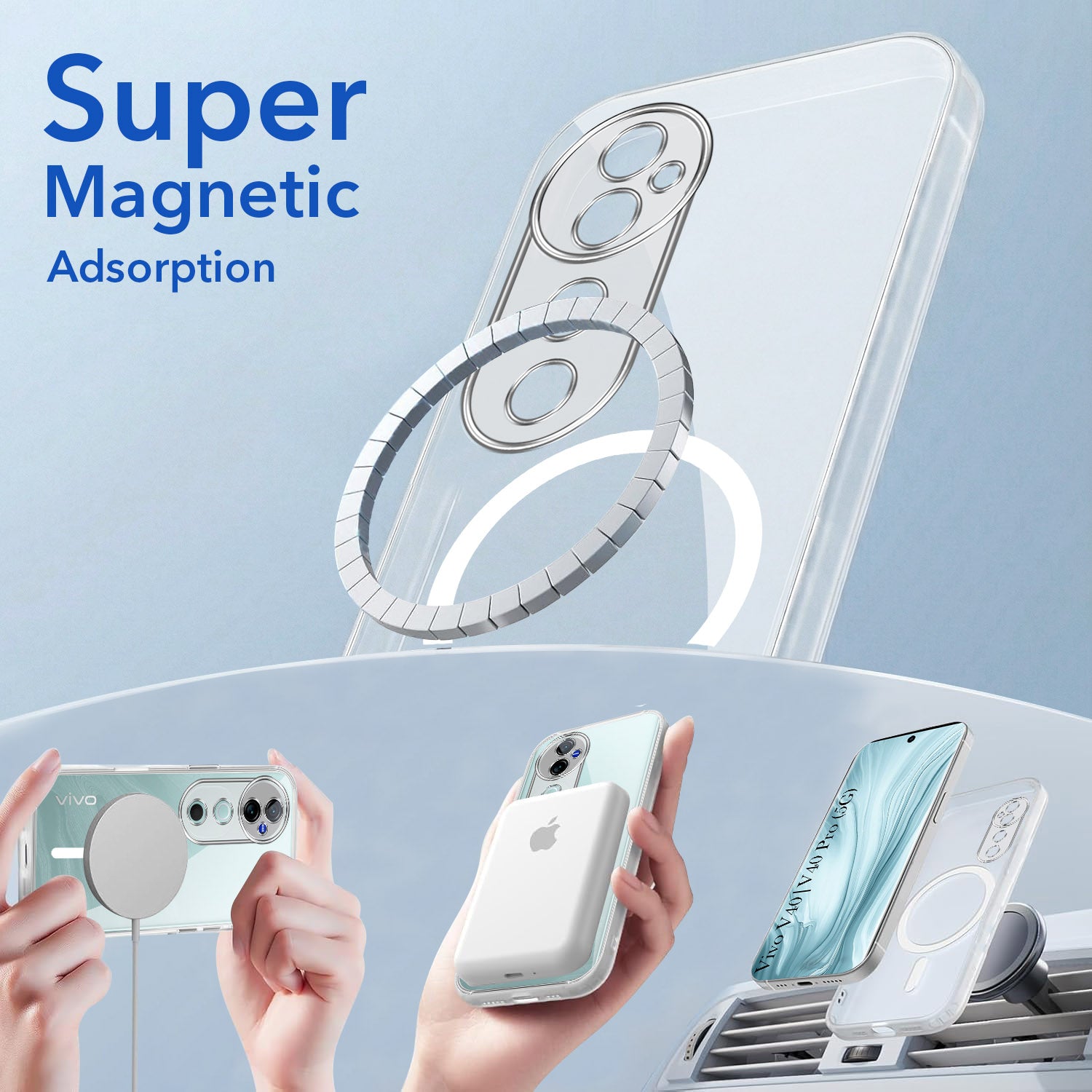 For Vivo V40 | Vivo V40 Pro 5G Back Cover Case Lifetime Anti-Yellow MagSafe Compatible Clear (Sleek Hard Crystal | Shockproof and Camera Protection)