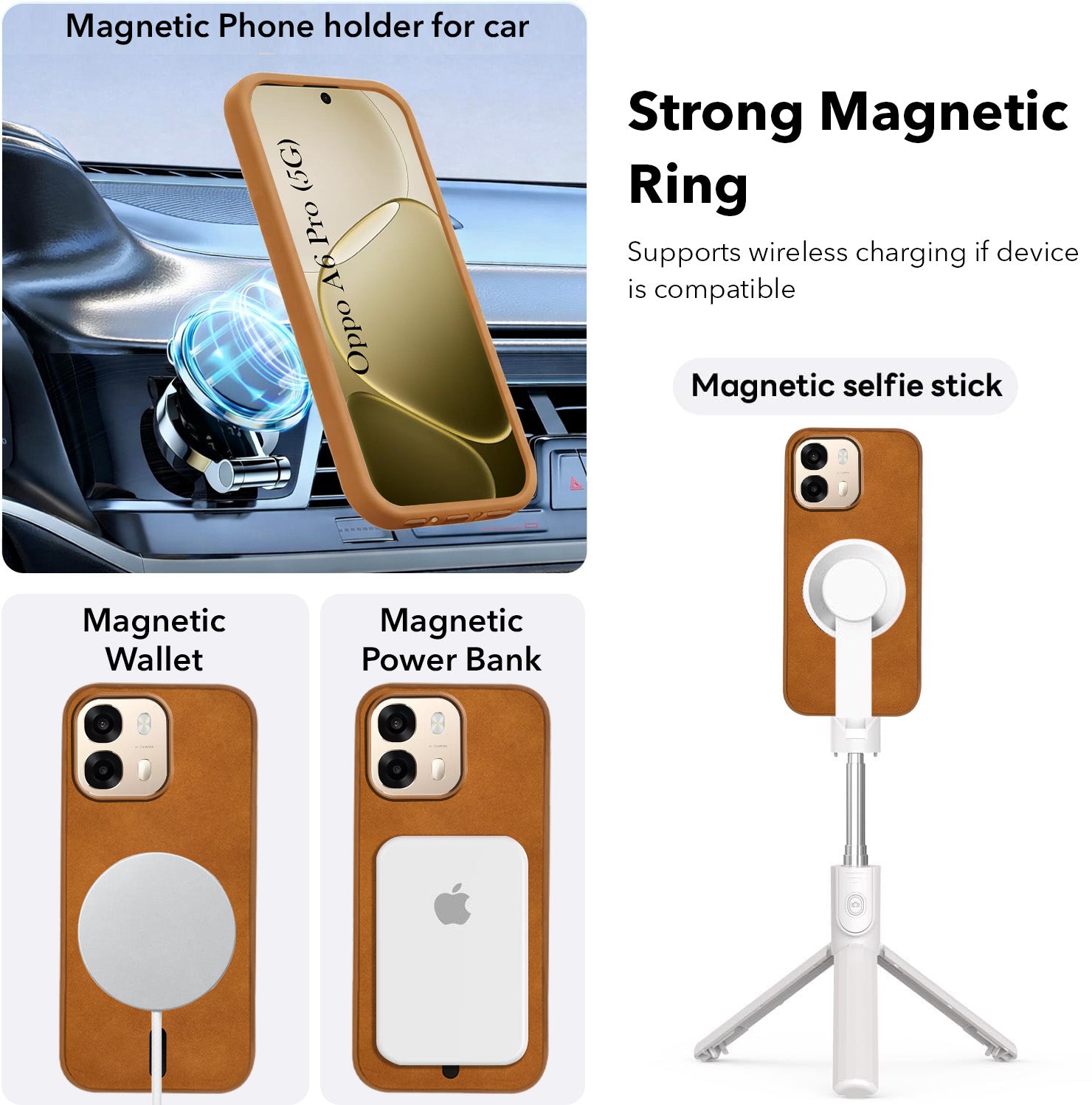 For Oppo A6 Pro Back Cover Case Leather Finish (MagSafe Compatible Wireless Charging | Soft Touch | Camera Bump Protection)