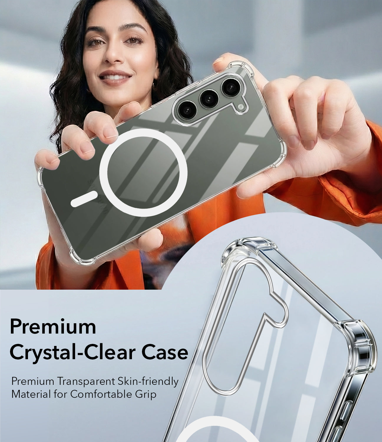 For Samsung Galaxy S23 5G Back Cover Shockproof Crystal-Clear (Magsafe Wireless Support | Drop & Camera Protection | Hard Polycarbonate)