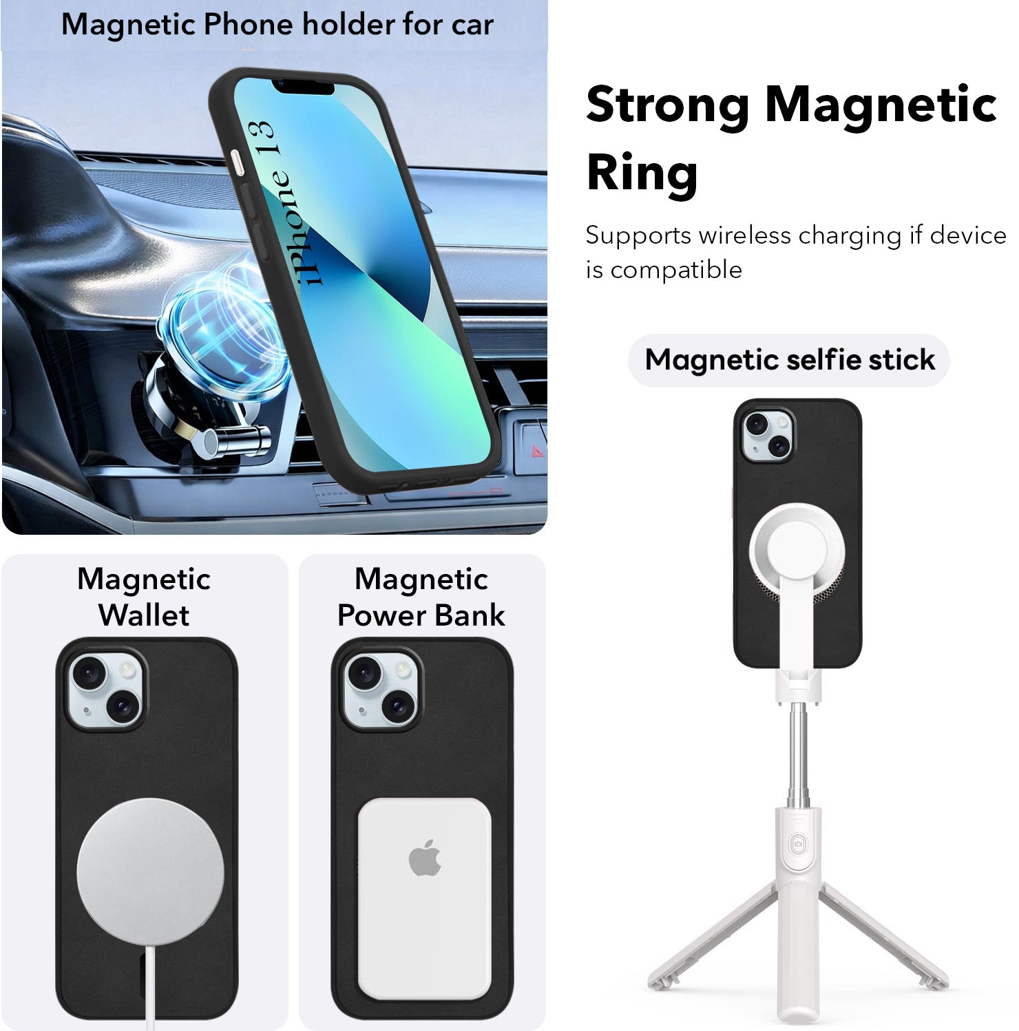 For Apple iPhone 13 Back Cover Case (Sleek Leather Finish | MagSafe Compatible Wireless Charging | Camera Bump Protection)