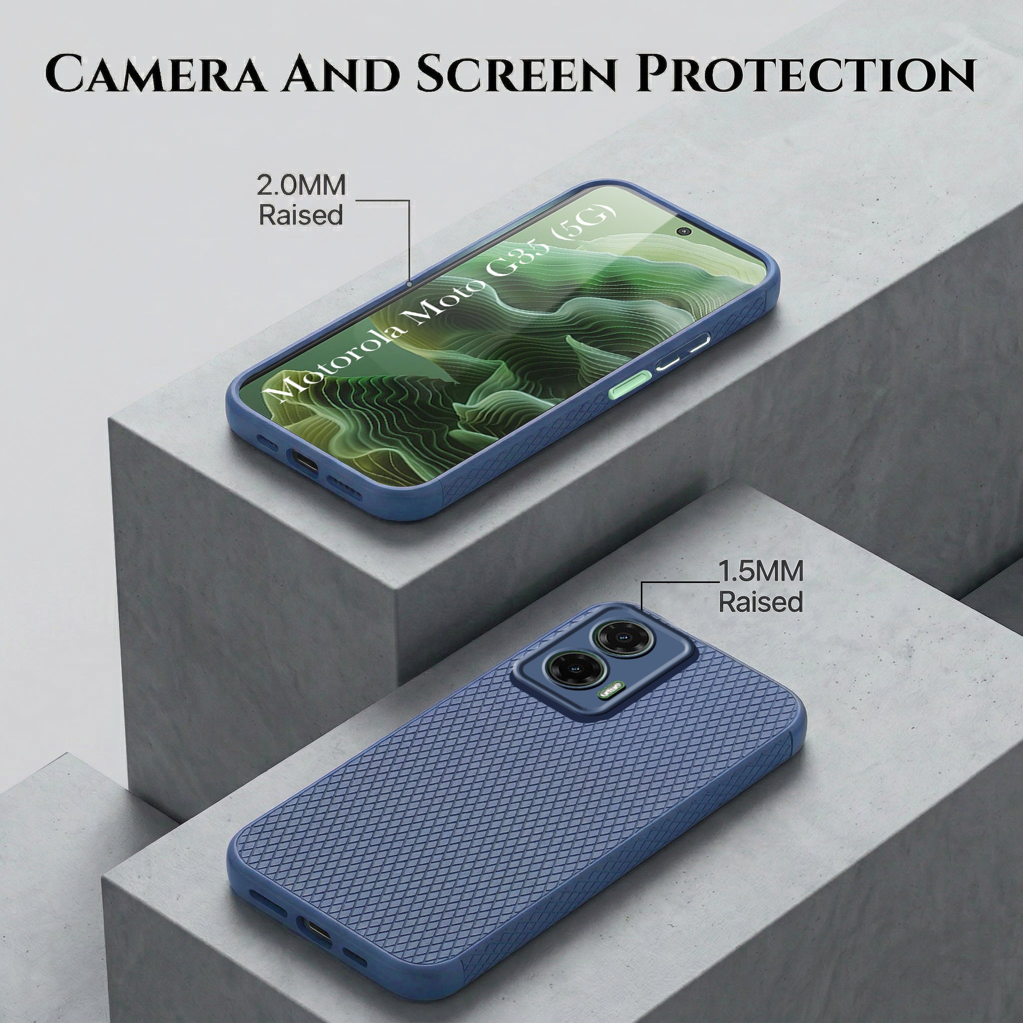 For Motorola Moto G35 5G Combo with Back Cover and 9H Tempered Glass (Liquid Silicone | Camera Protection | Oleophobic Coating Screen Glass)