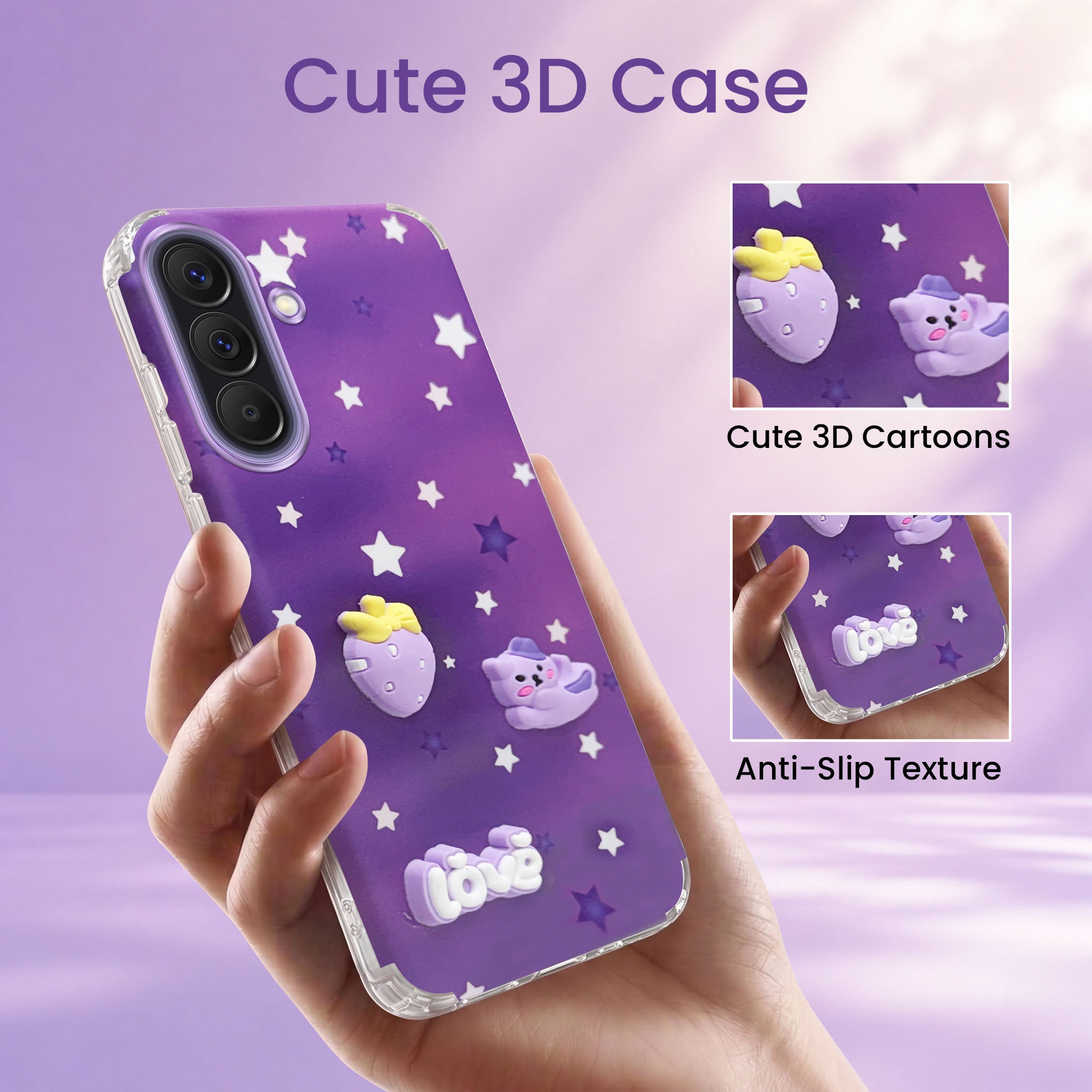 For Samsung Galaxy A37 5G Back Cover Case (3D Cute Cartoons | Hard Back Side Soft | Matte Premium Finish | HD Printing)