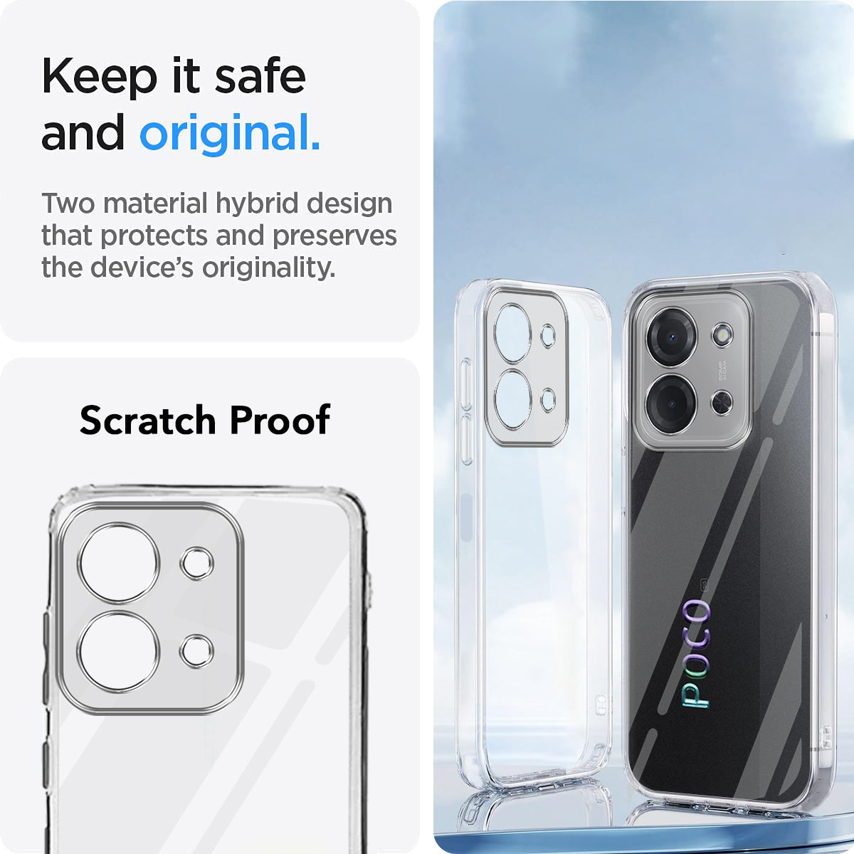 For Poco C85 5G Back Cover Case Silicone (Clear Shockproof Case with Camera Protection | Soft and Flexible | Transparent)