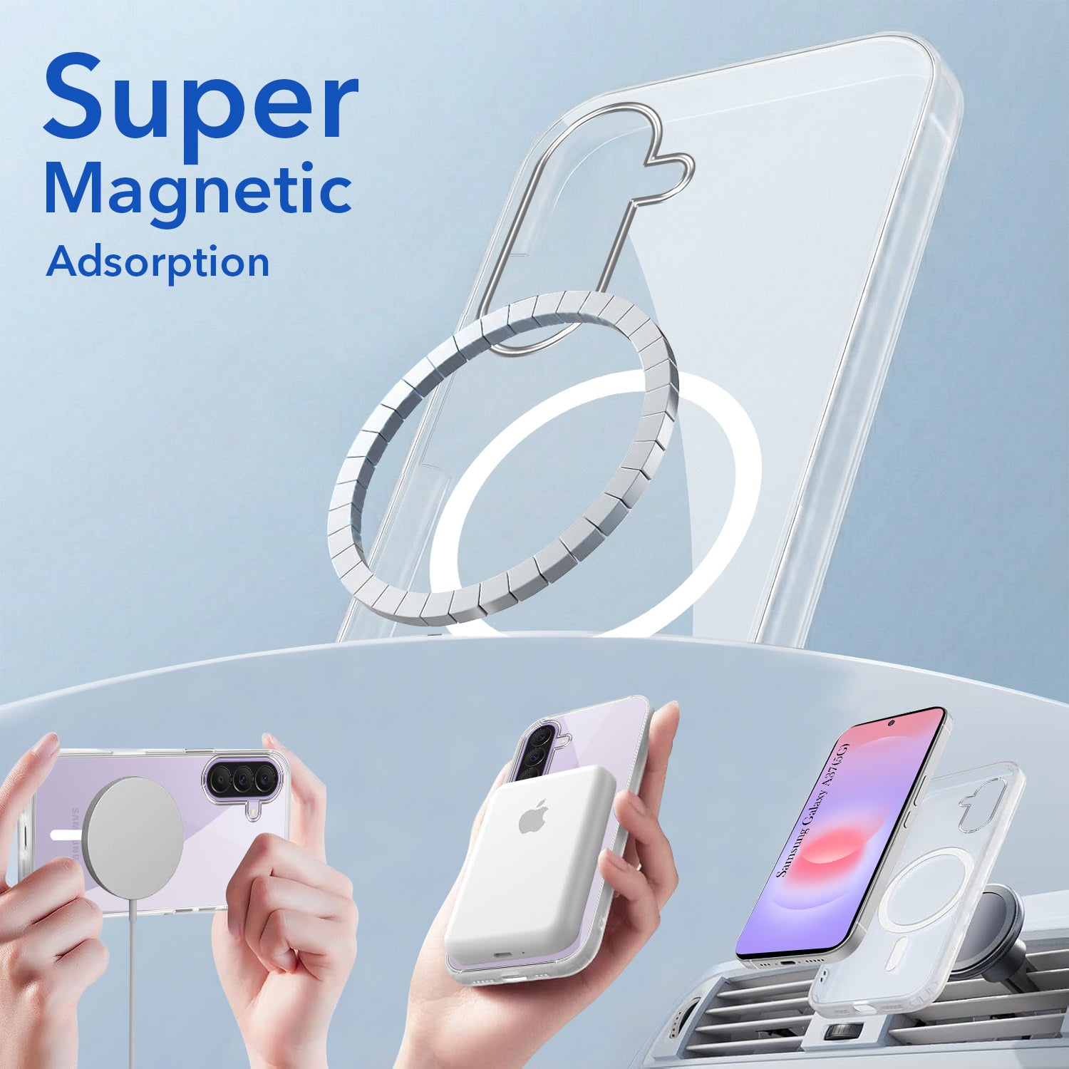 For Samsung Galaxy A37 5G Back Cover Case Lifetime Anti-Yellow MagSafe Compatible Clear (Sleek Hard Crystal | Shockproof and Camera Protection)
