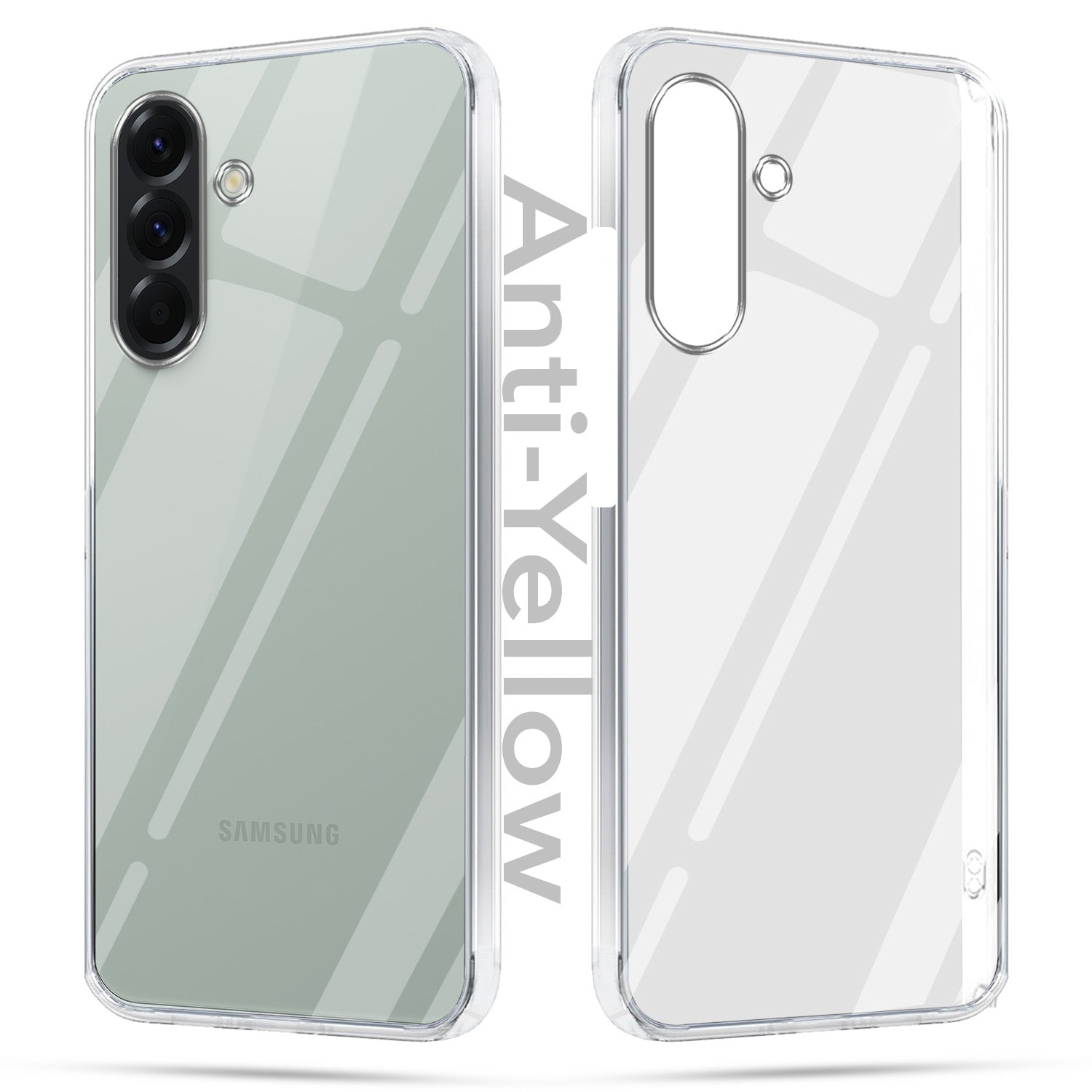 For Samsung Galaxy A56 Combo with Back Cover and 9H Tempered Glass (Lifetime Anti-Yellow | Sleek Hard Crystal | Oleophobic Coating Screen Glass)