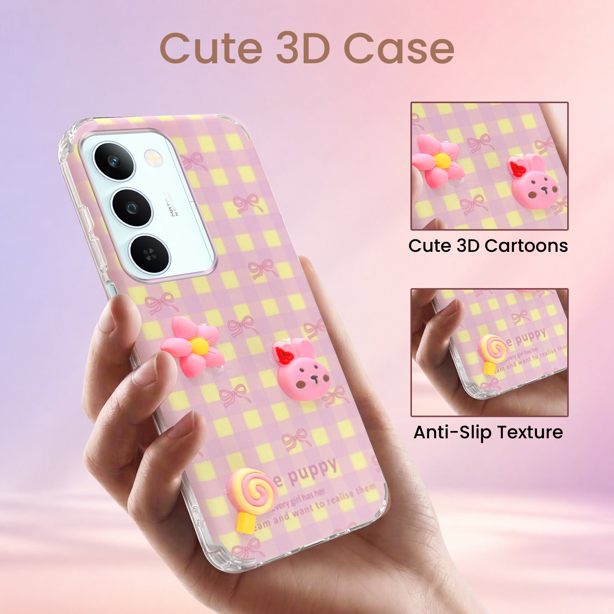 For Realme P4 Lite 5G | Realme Narzo 100 Lite 5G Back Cover Case (3D Cute Cartoons | Hard Back Side Soft | Matte Premium Finish | HD Printing)