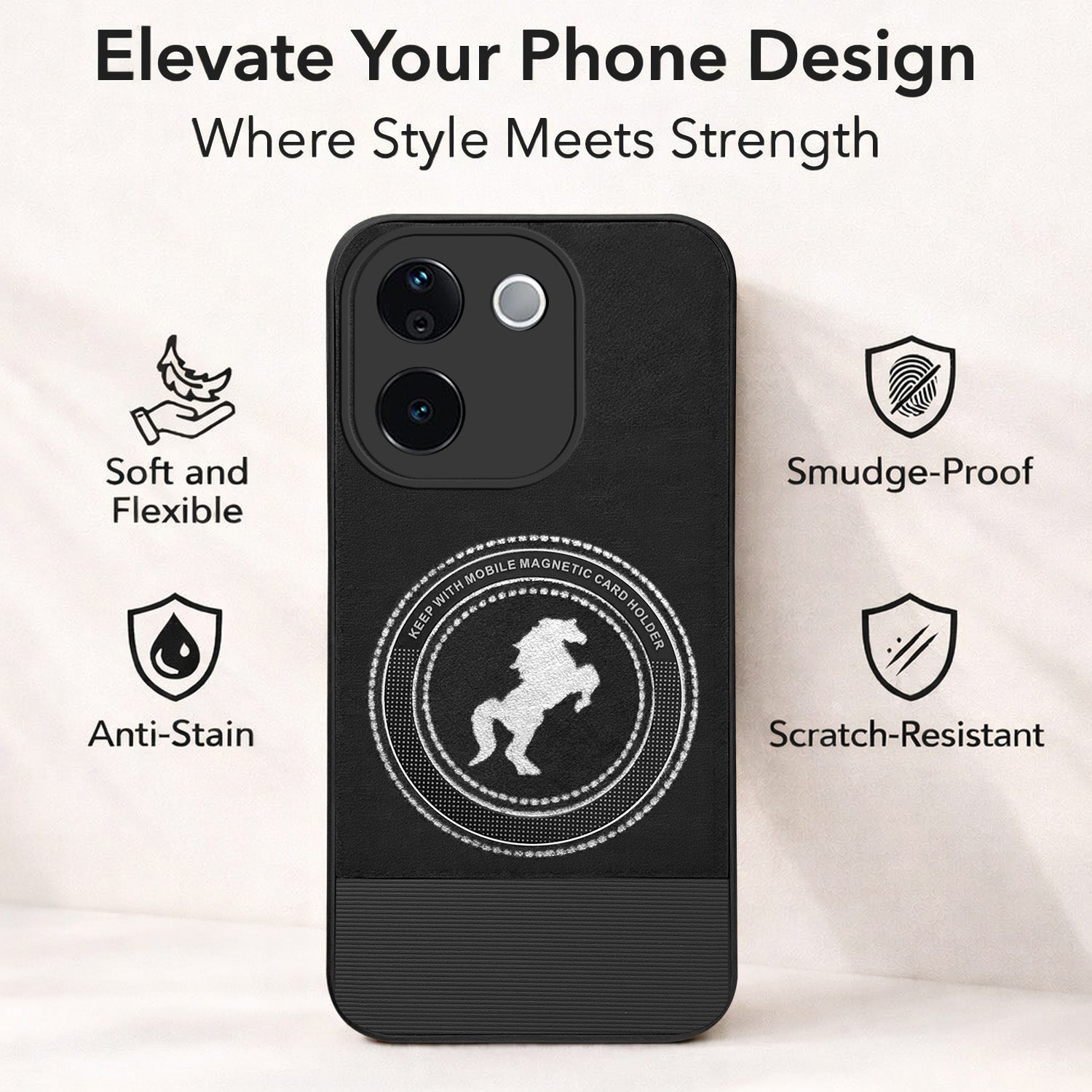 For Vivo T3 Pro Back Cover Case PU Leather Finish (Professional Minimalist Texture | MagSafe Compatile | Camera Protection | Sleek Sober Formal)