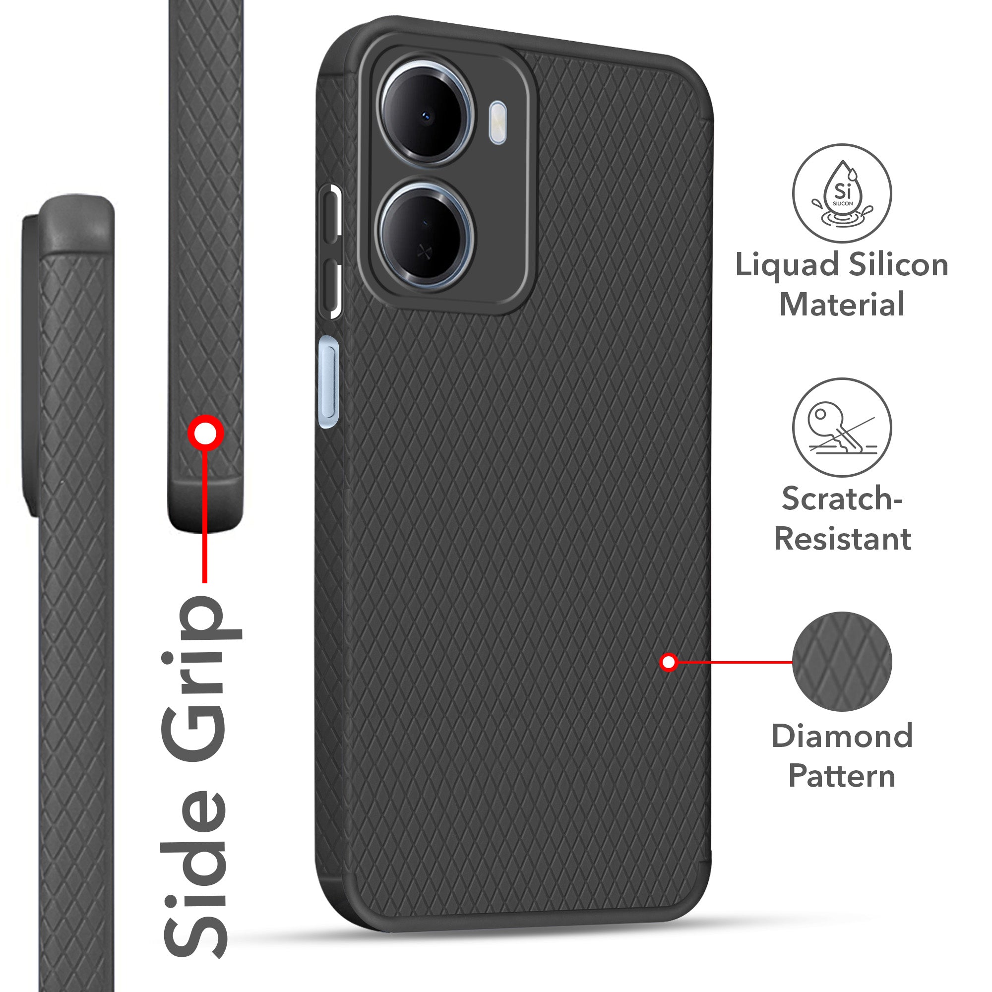 For Redmi 15A 5G Back Cover Case Liquid Silicone (Camera Protection | Side Grip Texture | Soft and Flexible)