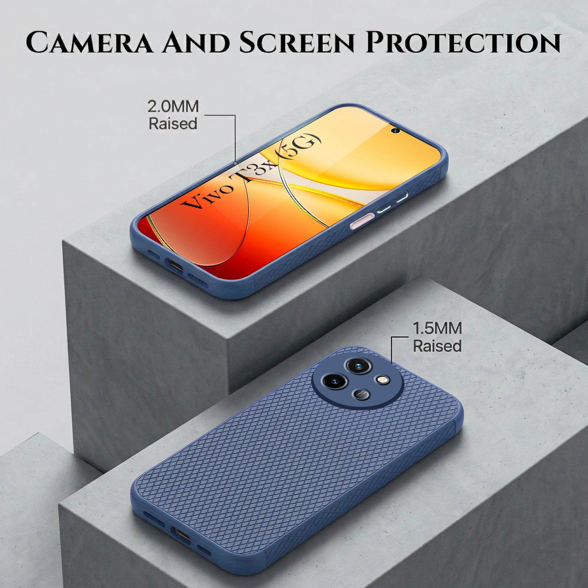 For Vivo T3X 5G Combo with Back Cover and 9H Tempered Glass (Liquid Silicone | Camera Protection | Oleophobic Coating Screen Glass)
