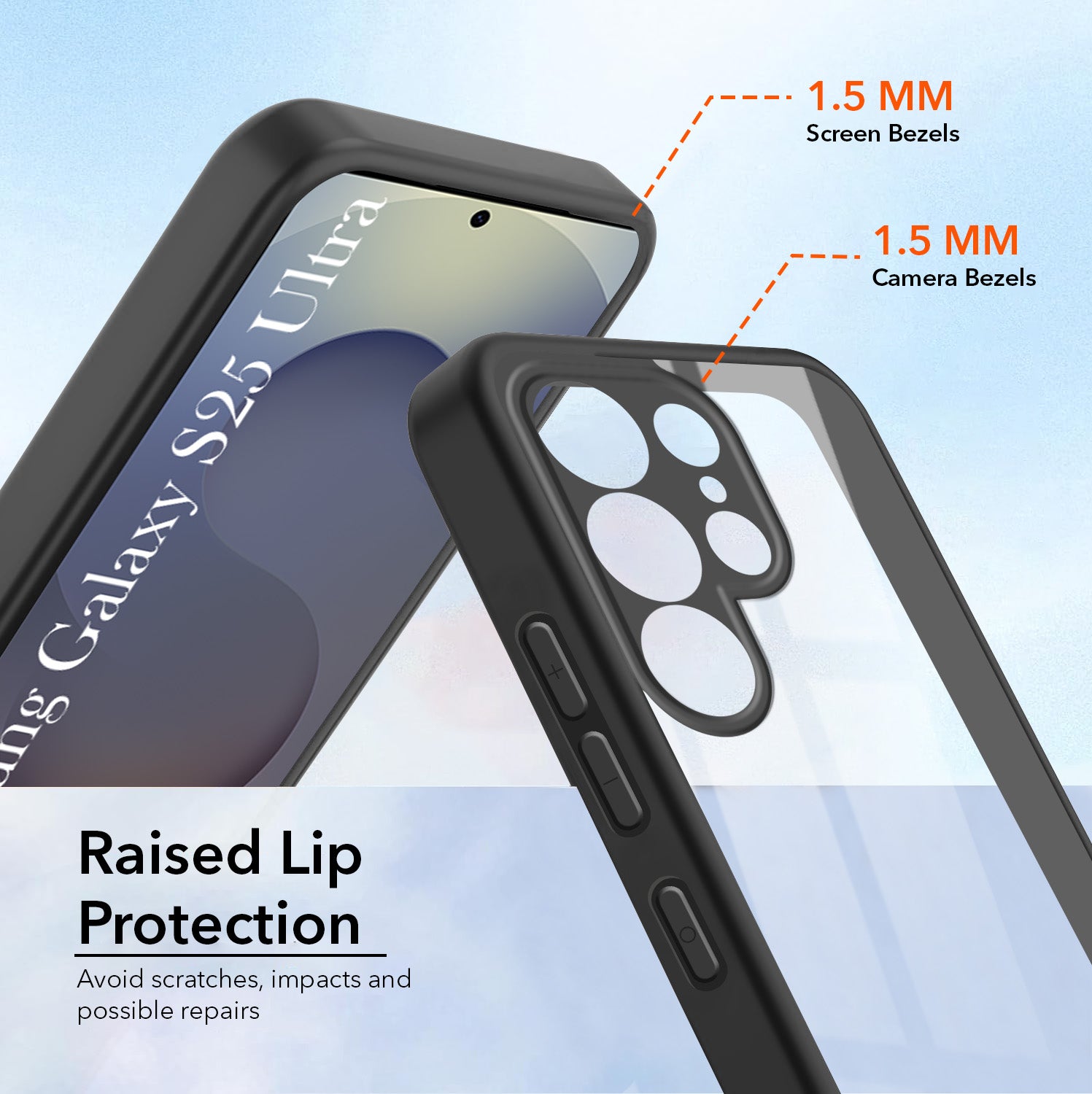 For Samsung Galaxy S25 Ultra Combo with Back Cover and 9H Tempered Glass (Lifetime Anti-Yellow | Crystal Clear Shockproof | Oleophobic Coating Screen Glass)