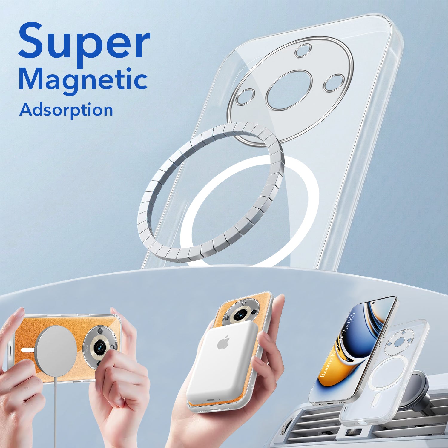 For Realme Narzo 60 Pro Back Cover Case Lifetime Anti-Yellow MagSafe Compatible Clear (Sleek Hard Crystal | Shockproof and Camera Protection)