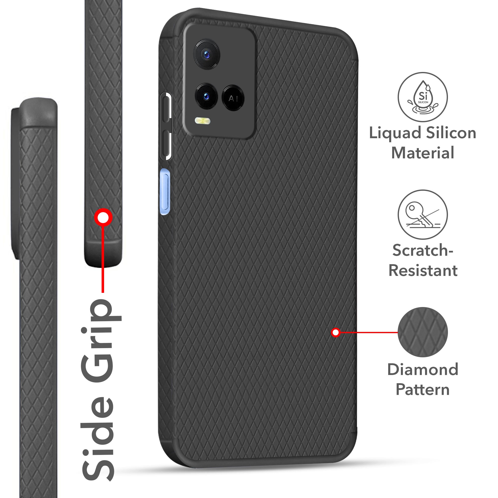 For Oppo A79 5G Back Cover Case (Liquid Silicone | Side Grip | Camera Protection)