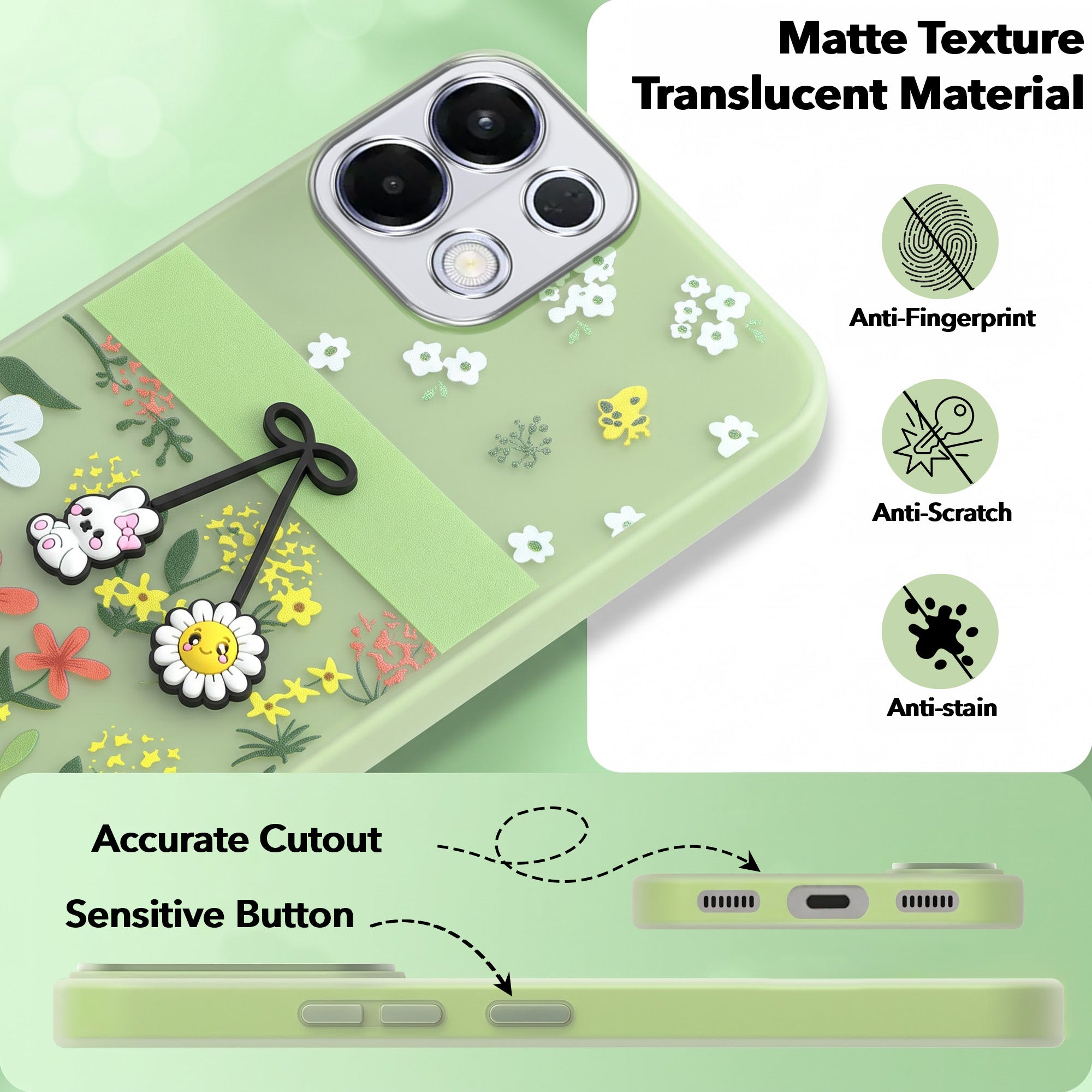 For Oppo K13 Back Cover Case (3D Cute Cartoons | Hard Back Side Soft | Matte Premium Finish | HD Printing)