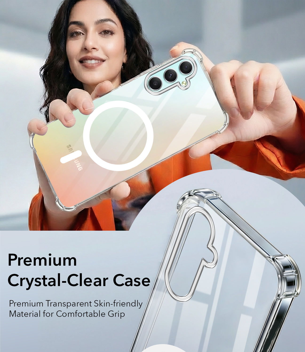 For Samsung Galaxy A34 5G Back Cover Shockproof Crystal-Clear (Magsafe Wireless Support | Drop & Camera Protection | Hard Polycarbonate)