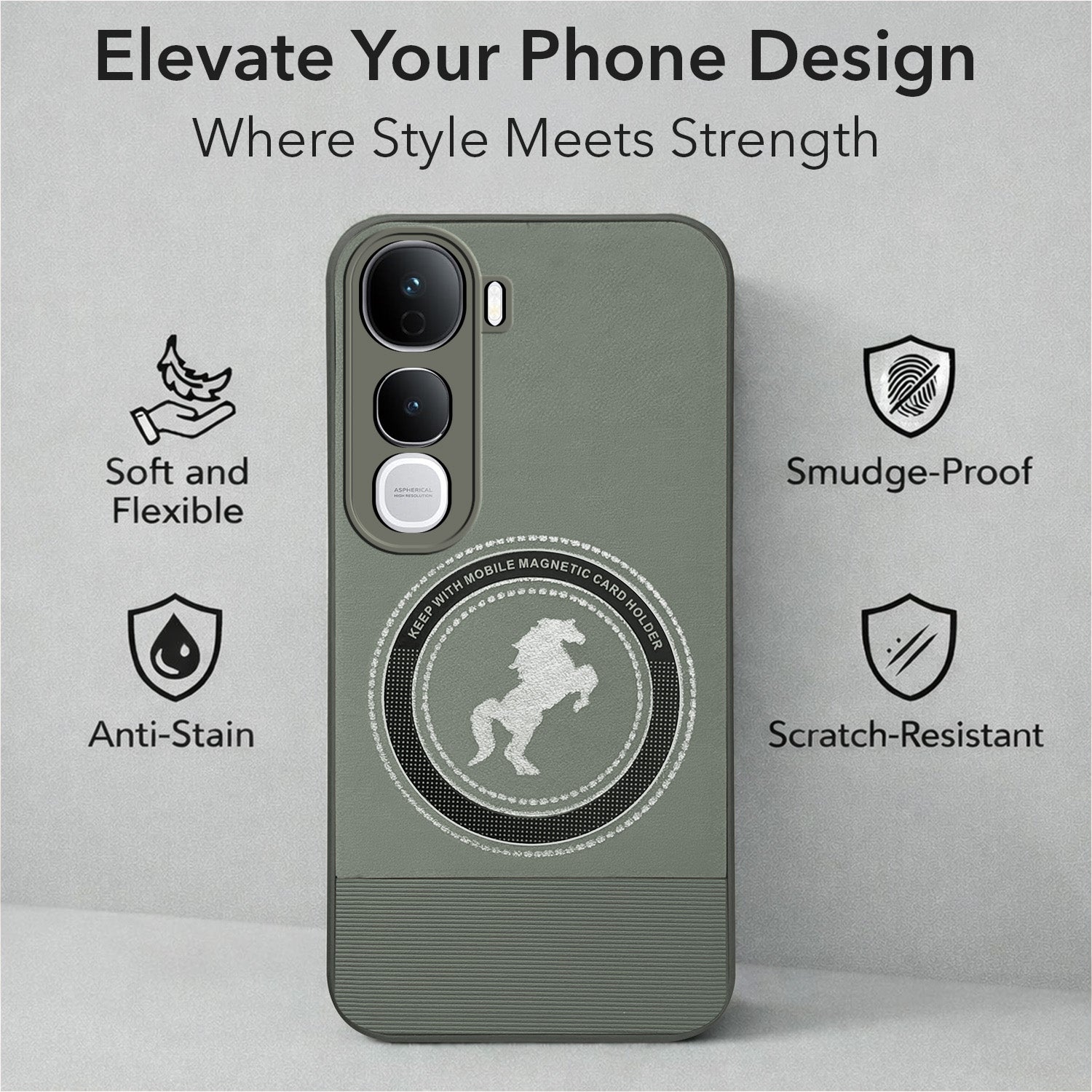 For Vivo Y400 Pro Back Cover Case PU Leather Finish (Professional Minimalist Texture | MagSafe Compatele | Camera Protection | Sleek Sober Formal)