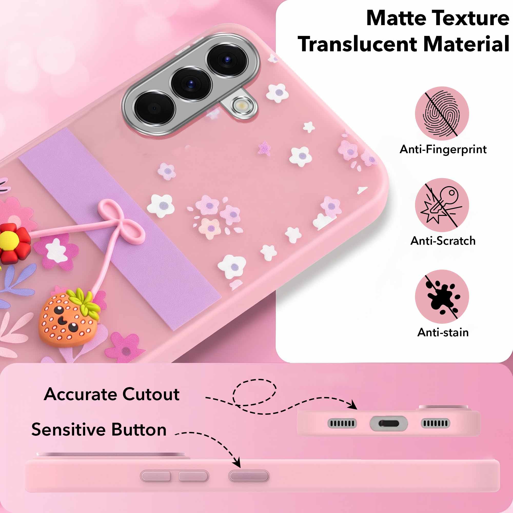 For Samsung Galaxy A56 Back Cover Case (3D Cute Cartoons | Hard Back Side Soft | Matte Premium Finish | HD Printing)