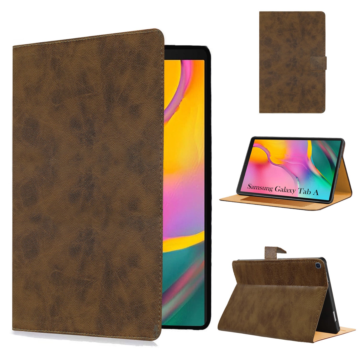 For Samsung Galaxy Tab A (T515) 10.1 Inch SM-T515/T510 Flip Cover Folio Cover (PU Leather | Multi-Angle Smart Stand | Card Storage Slots | Silicone Back Pouch)