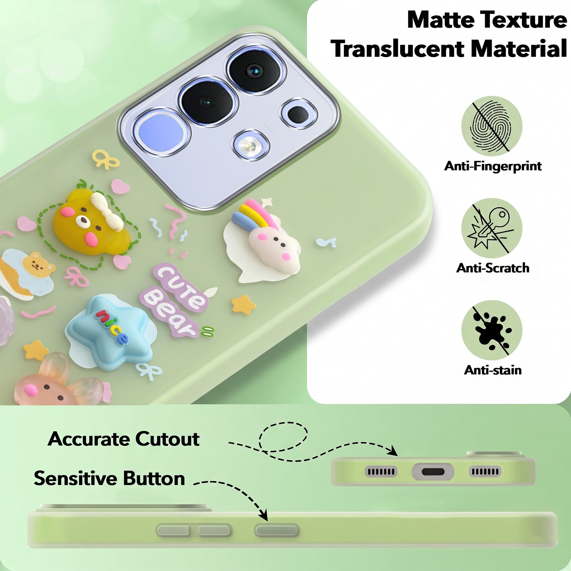 For Vivo iQOO Z10x Back Cover Case (Cute 3D cartoon charms design | Slim Aesthetic Case for Girls | Camera Protection | Hard Unbreakable)