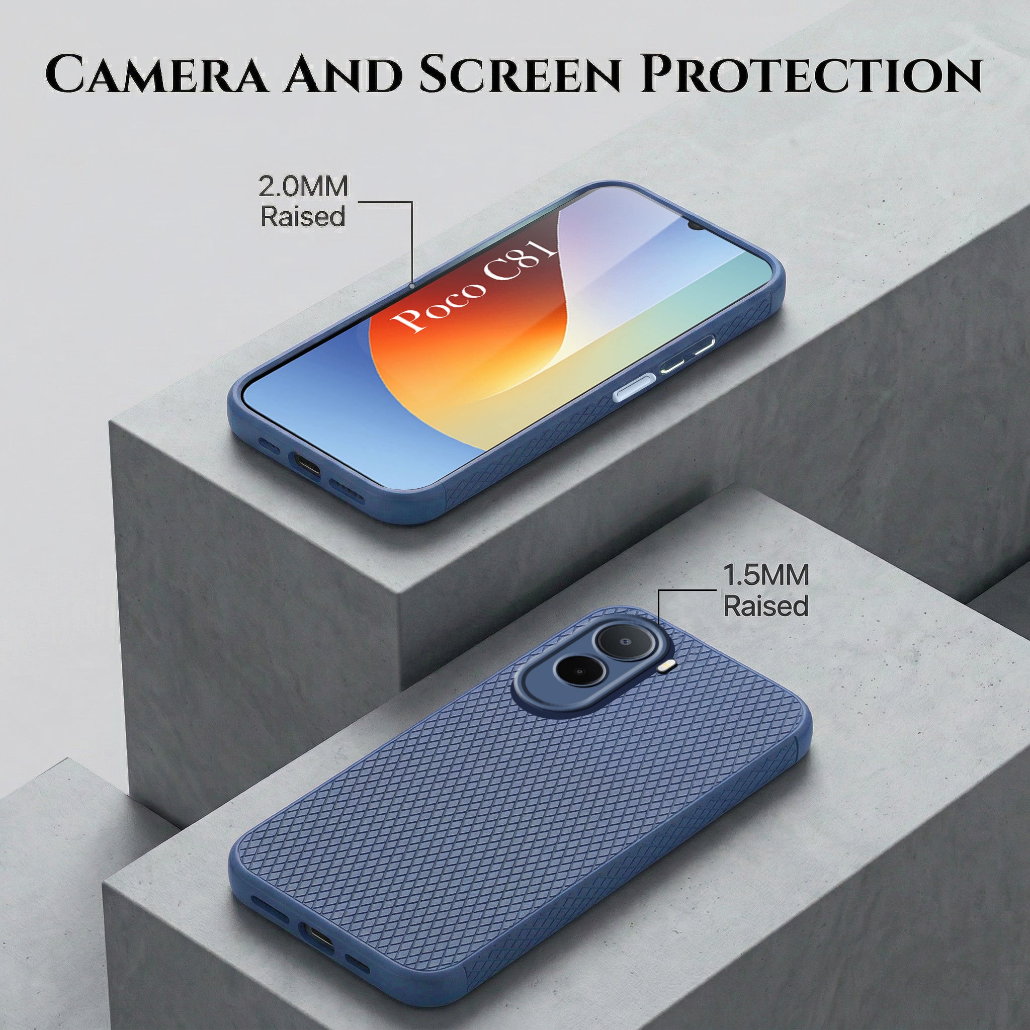 For Poco C81 5G Combo with Back Cover and 9H Tempered Glass (Liquid Silicone | Camera Protection | Oleophobic Coating Screen Glass)