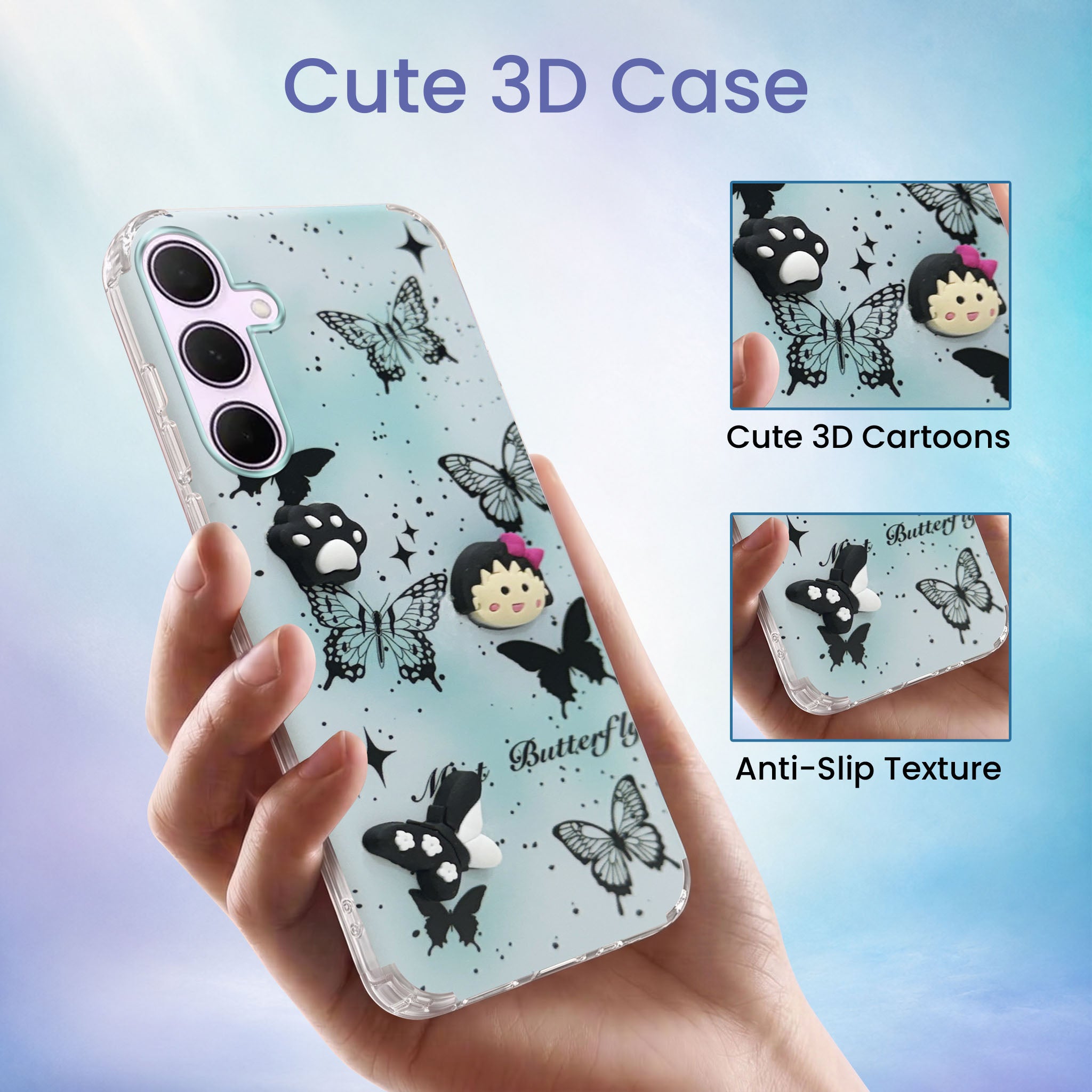 For Samsung Galaxy A35 5G Back Cover Case (3D Cute Cartoons | Hard Back Side Soft | Matte Premium Finish | HD Printing)