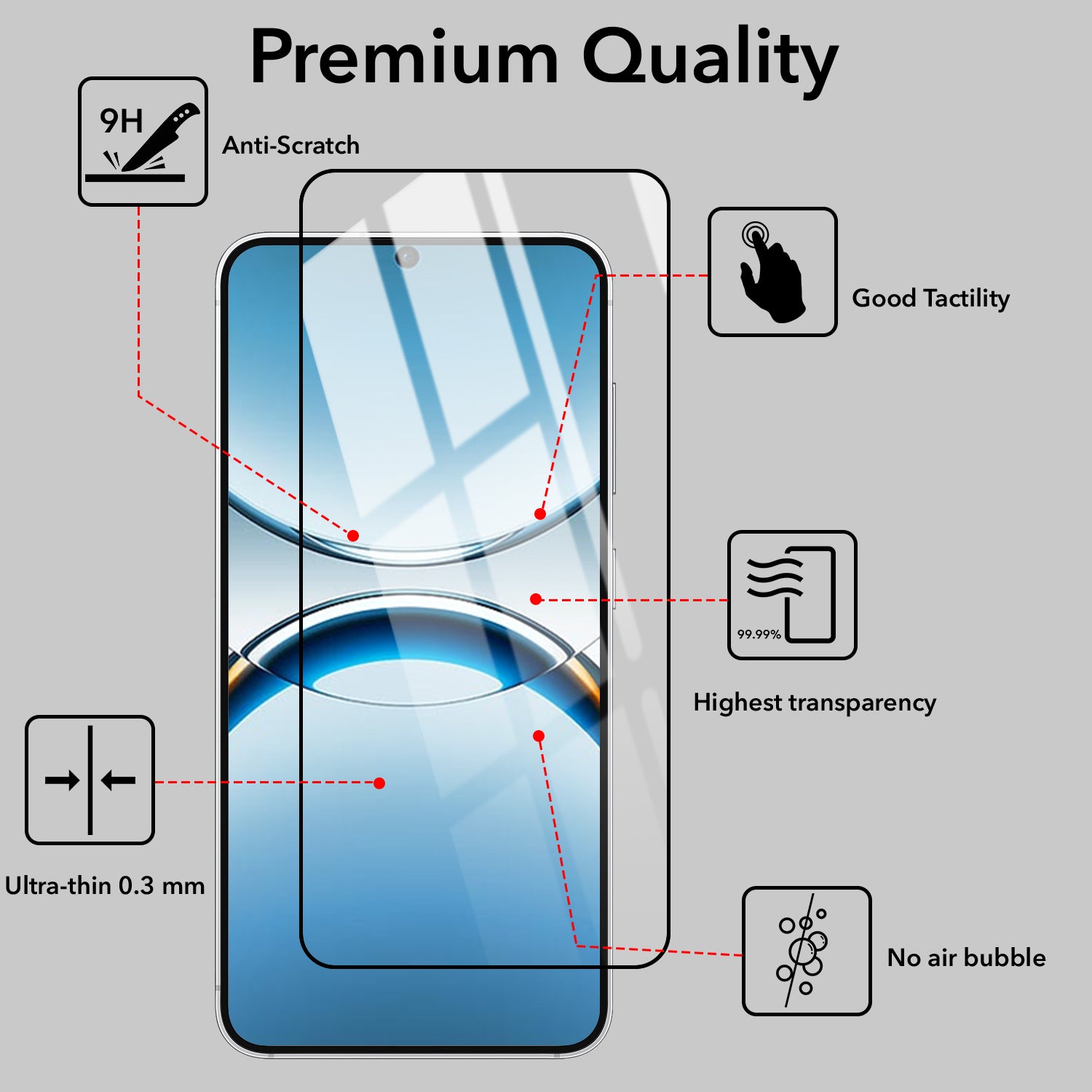 Tempered Glass For Oppo Find X8 Military-Grade Gorilla Tempered Glass Screen Protector With Installation Kit | Shatterproof, Full Coverage, HD Clear, Scratch Resistant (Pack of 1) (Copy)