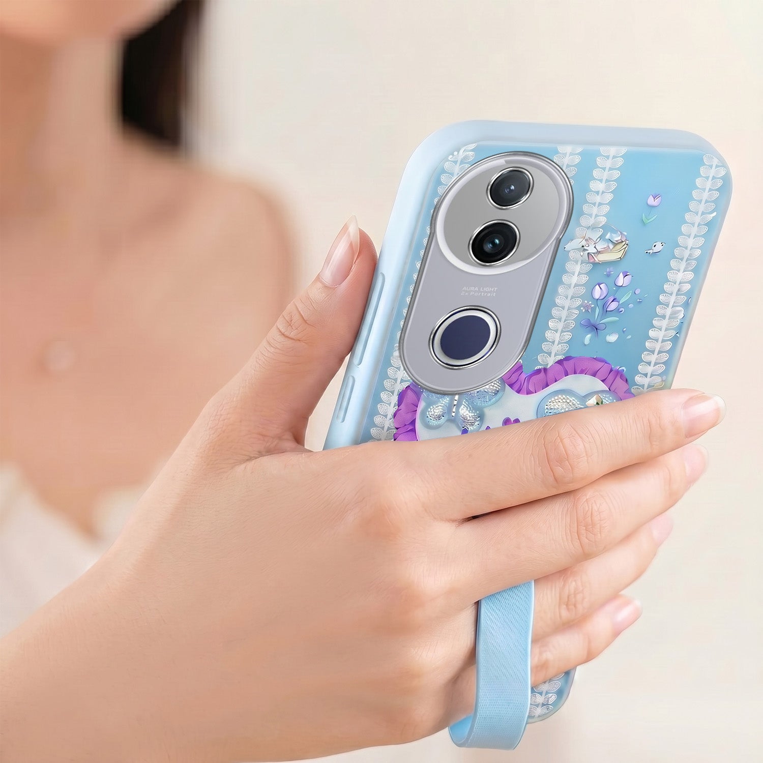 For Vivo T4R  Back Cover Case (3D Cute Heart Strap Holder | Camera Protection | Designer Girls Print)