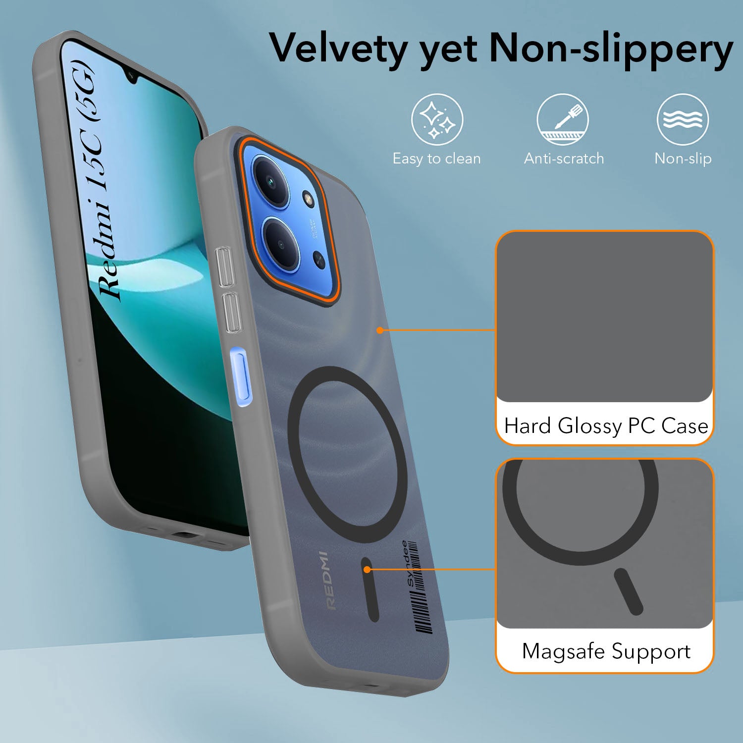 For Redmi 15C Back Cover Case (Soft Touch | Camera Bump Protection | MagSafe Compatible | Matte Finish)