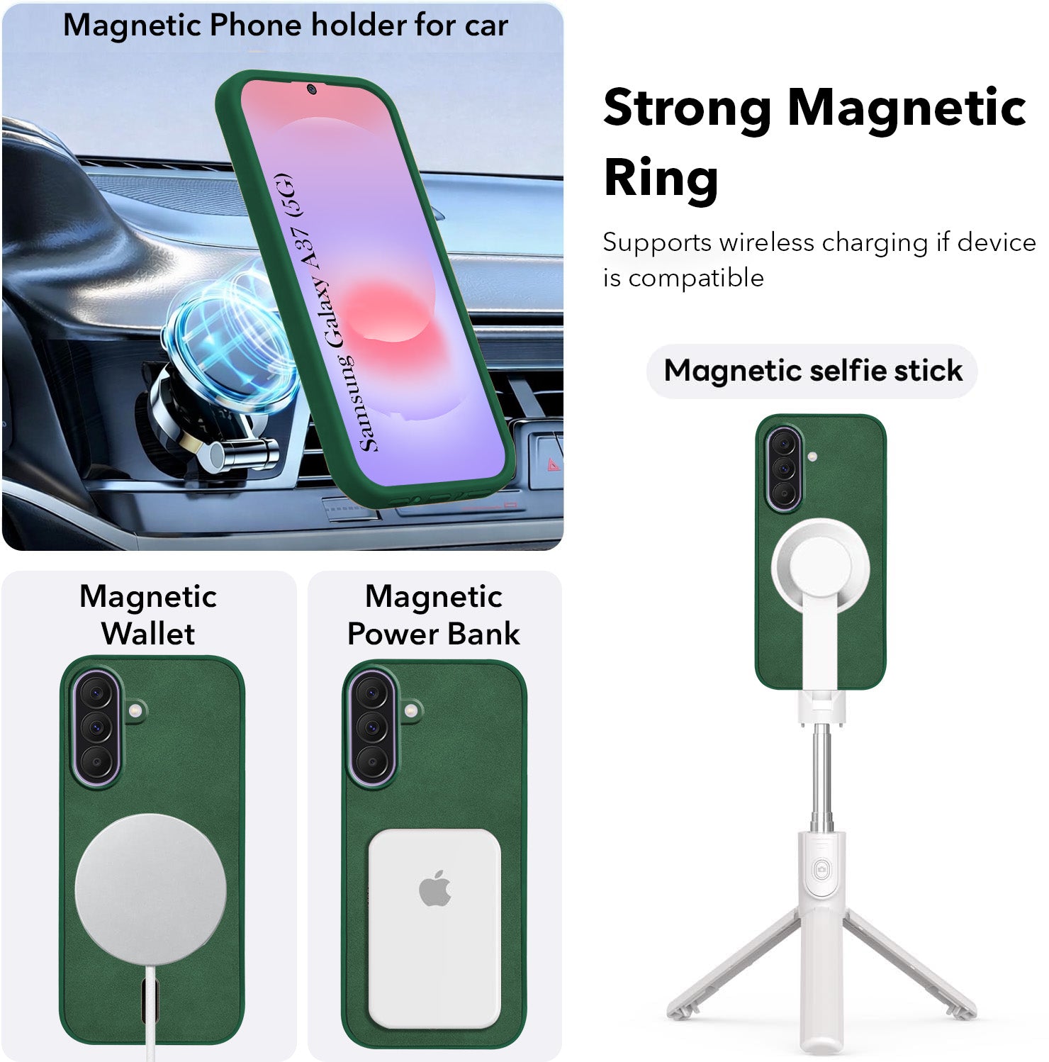 For Samsung Galaxy A37 5G Back Cover Case Leather Finish (MagSafe Compatible Wireless Charging | Soft Touch | Camera Bump Protection)