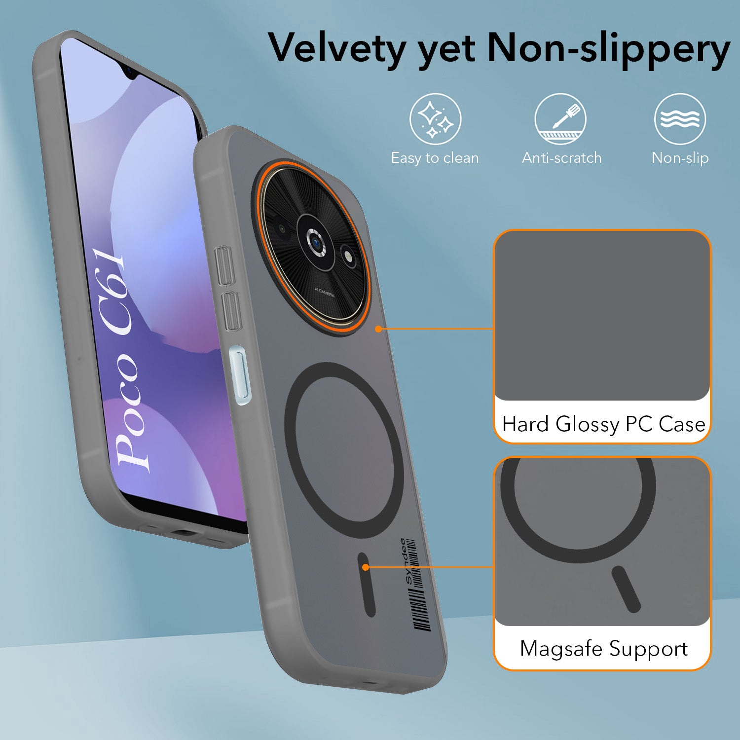 For Xiaomi Poco C61 Back Cover Case (Soft Touch | Camera Bump Protection | MagSafe Compatible | Matte Finish)