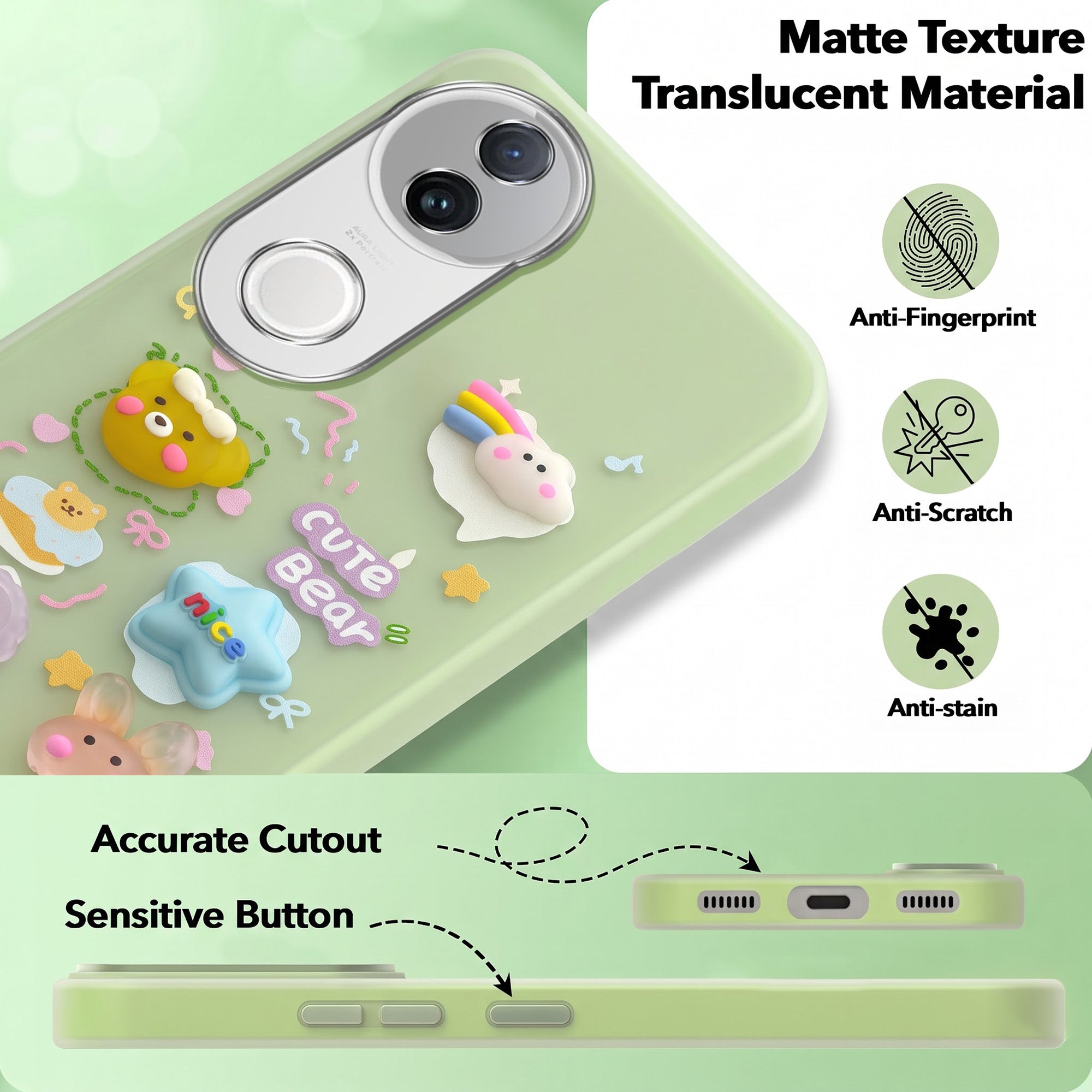 For Vivo iQOO Z10R Back Cover Case (3D Cute Cartoons | Hard Back Side Soft | Matte Premium Finish | HD Printing)