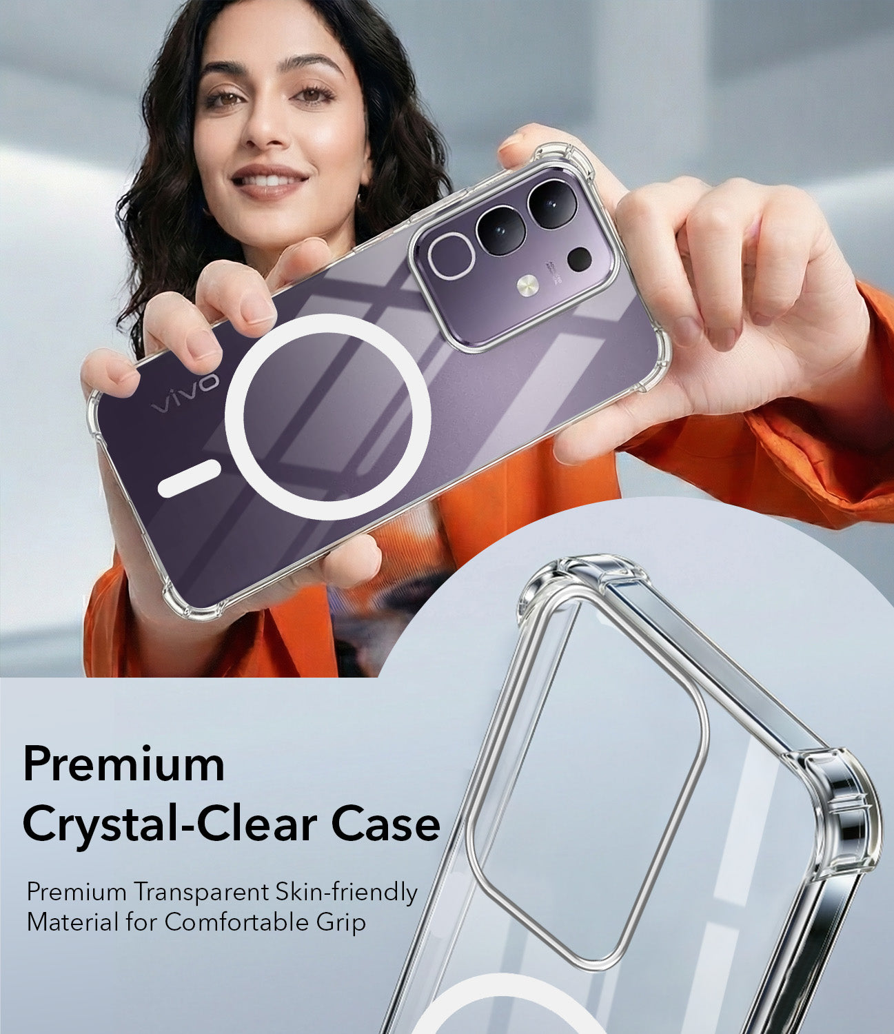 For Vivo T4x | Vivo Y31 Pro Back Cover Shockproof Crystal-Clear (Magsafe Wireless Support | Drop & Camera Protection | Hard Polycarbonate)