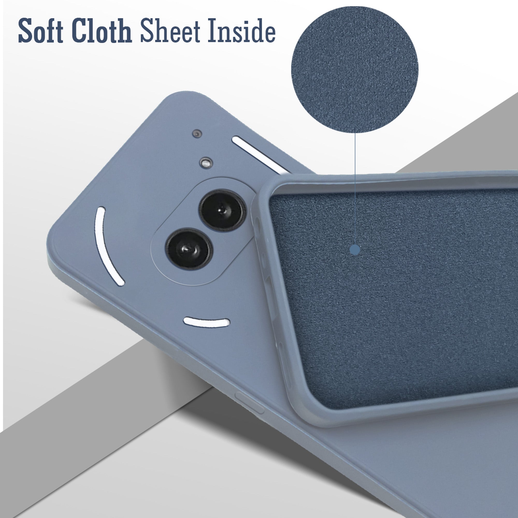 For Nothing Phone 2A 5G Back Cover Case (Matte Finish Silicone with Inside Fiber Cloth)