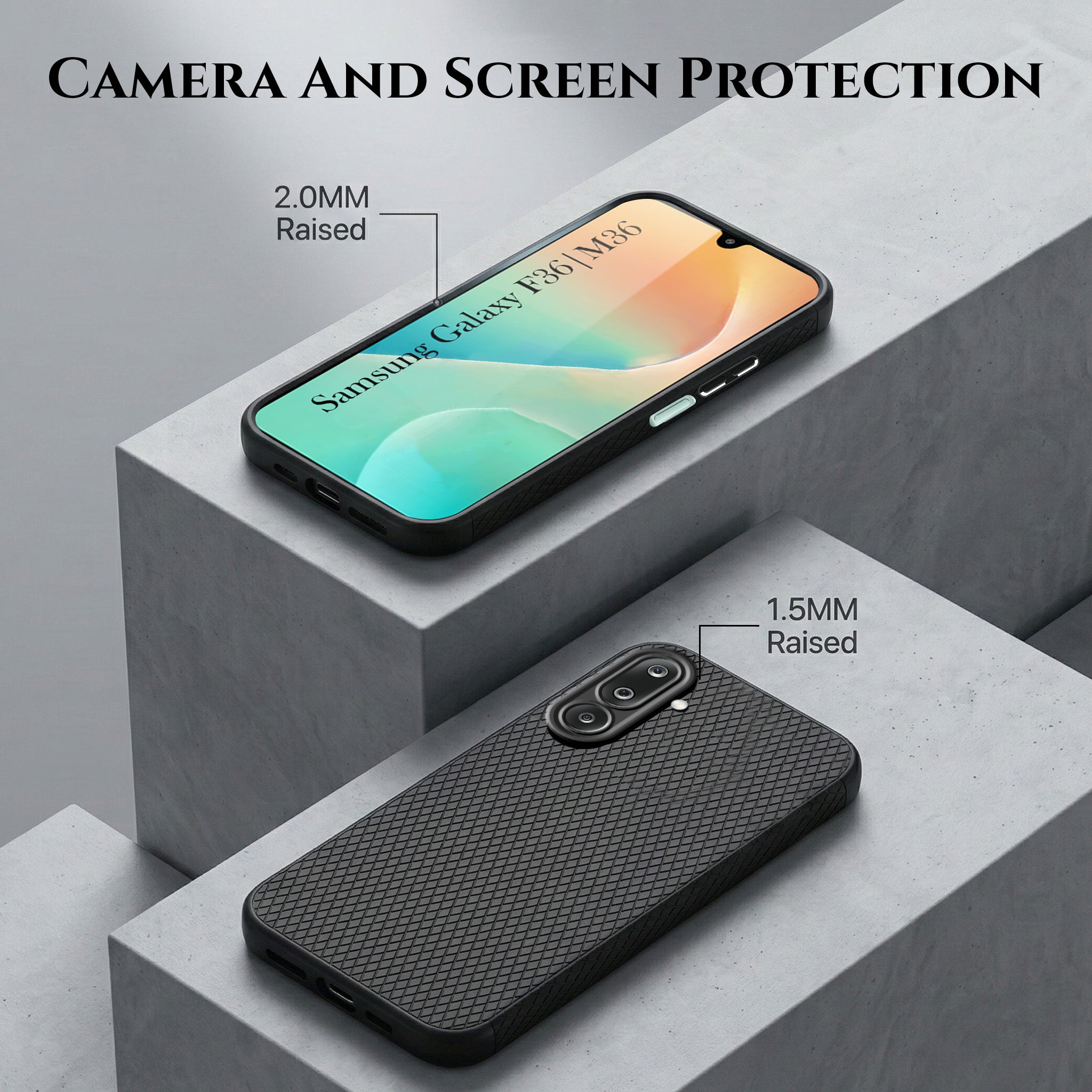 For Samsung Galaxy M36 | Samsung Galaxy F36 Combo with Back Cover and 9H Tempered Glass (Liquid Silicone | Camera Protection | Oleophobic Coating Screen Glass)