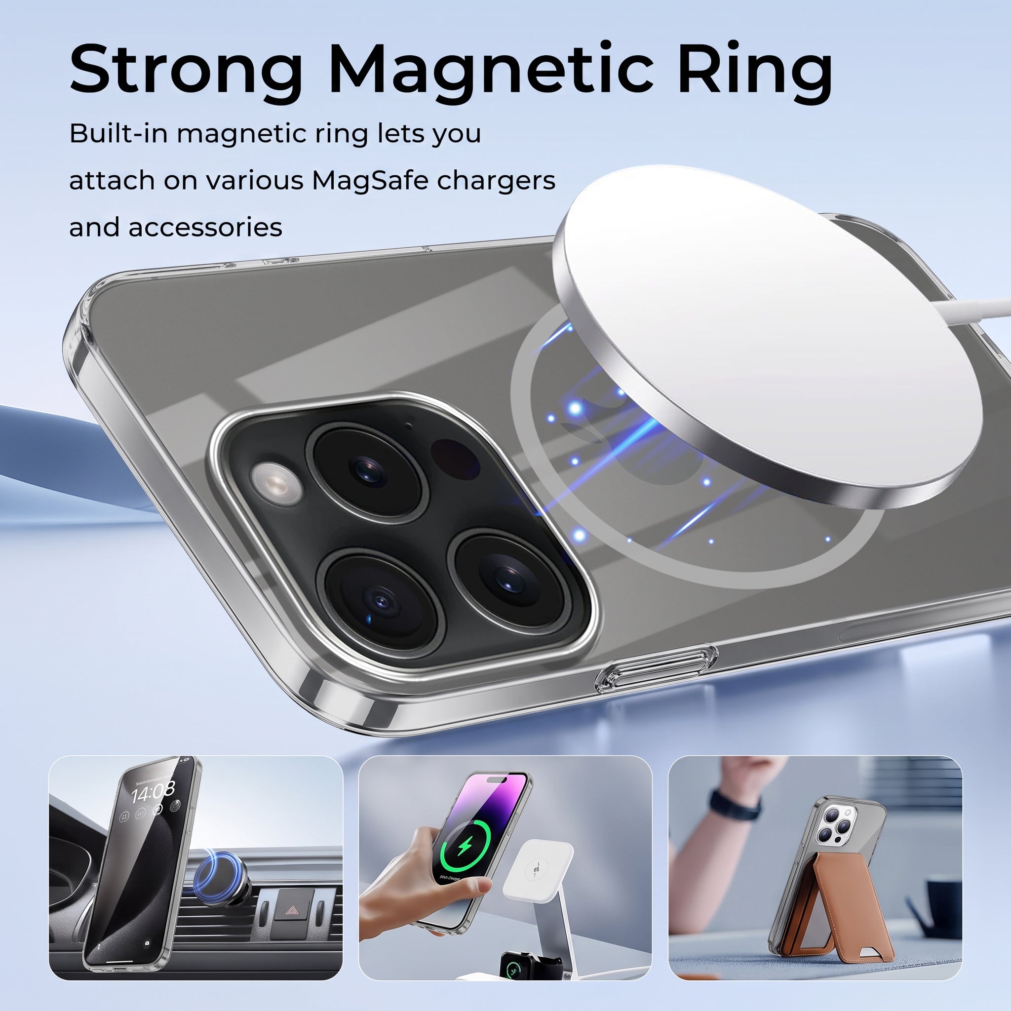 For Apple iPhone 15 Pro Max Back Case Cover Crystal Anti Yellow (Unbreakable PC | MagSafe Wireless Charging Support |Camera Protection Bump)