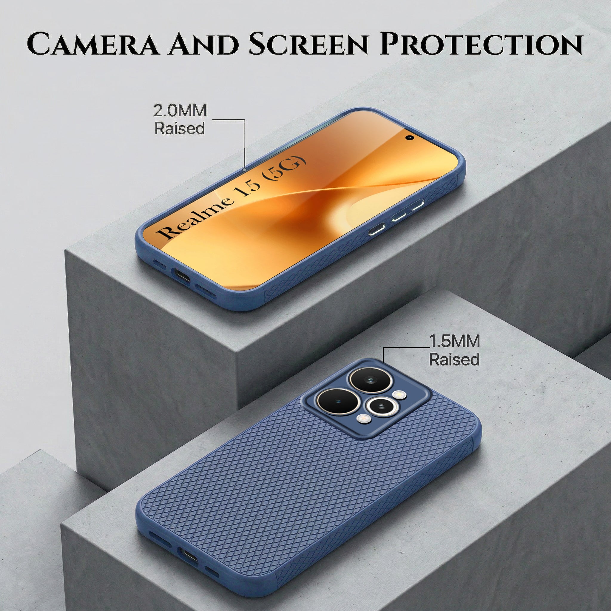 For Realme 15 Combo with Back Cover and 9H Tempered Glass (Liquid Silicone | Camera Protection | Oleophobic Coating Screen Glass)