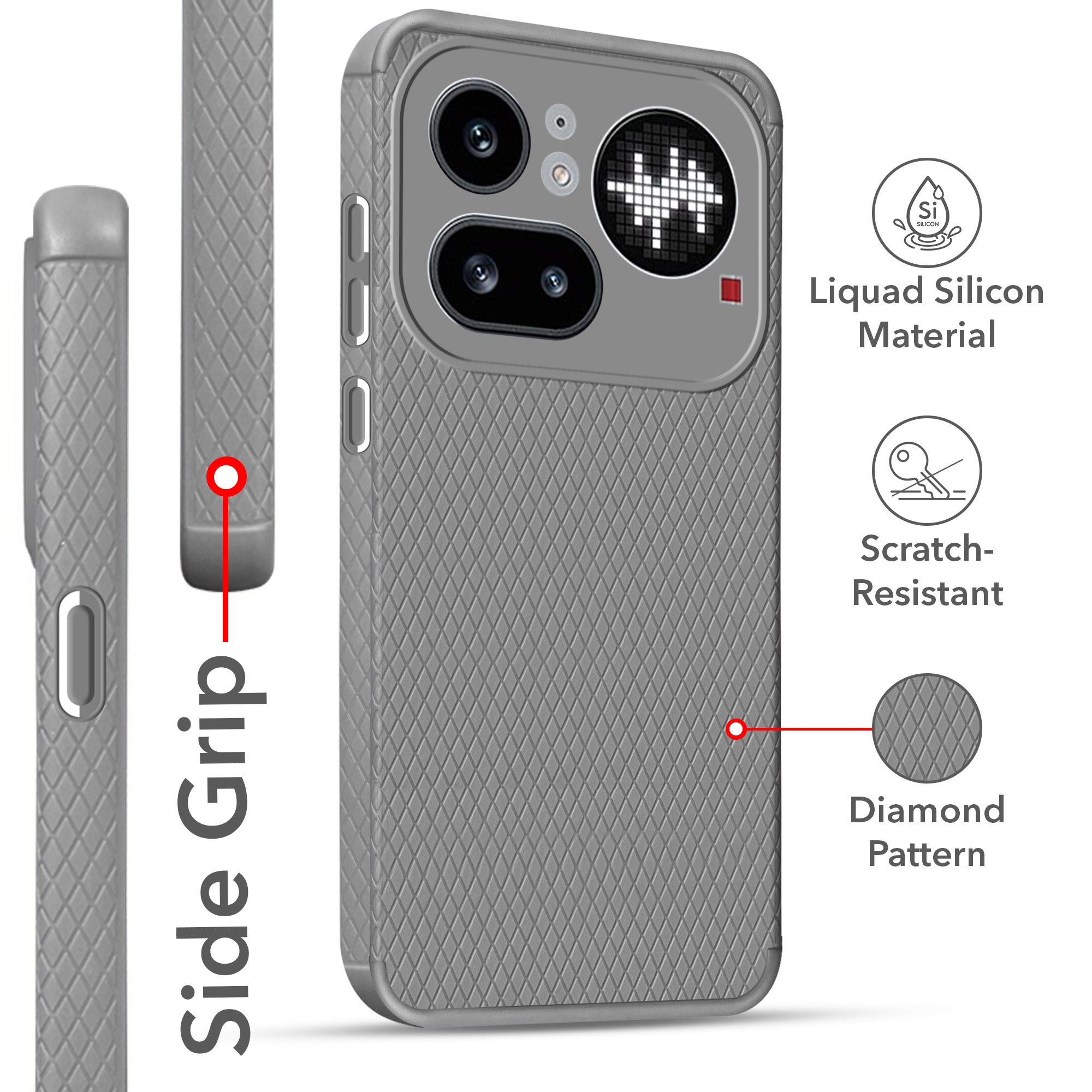 For Nothing Phone 4A Pro 5G Back Cover Case Liquid Silicone (Camera Protection | Side Grip Texture | Soft and Flexible)