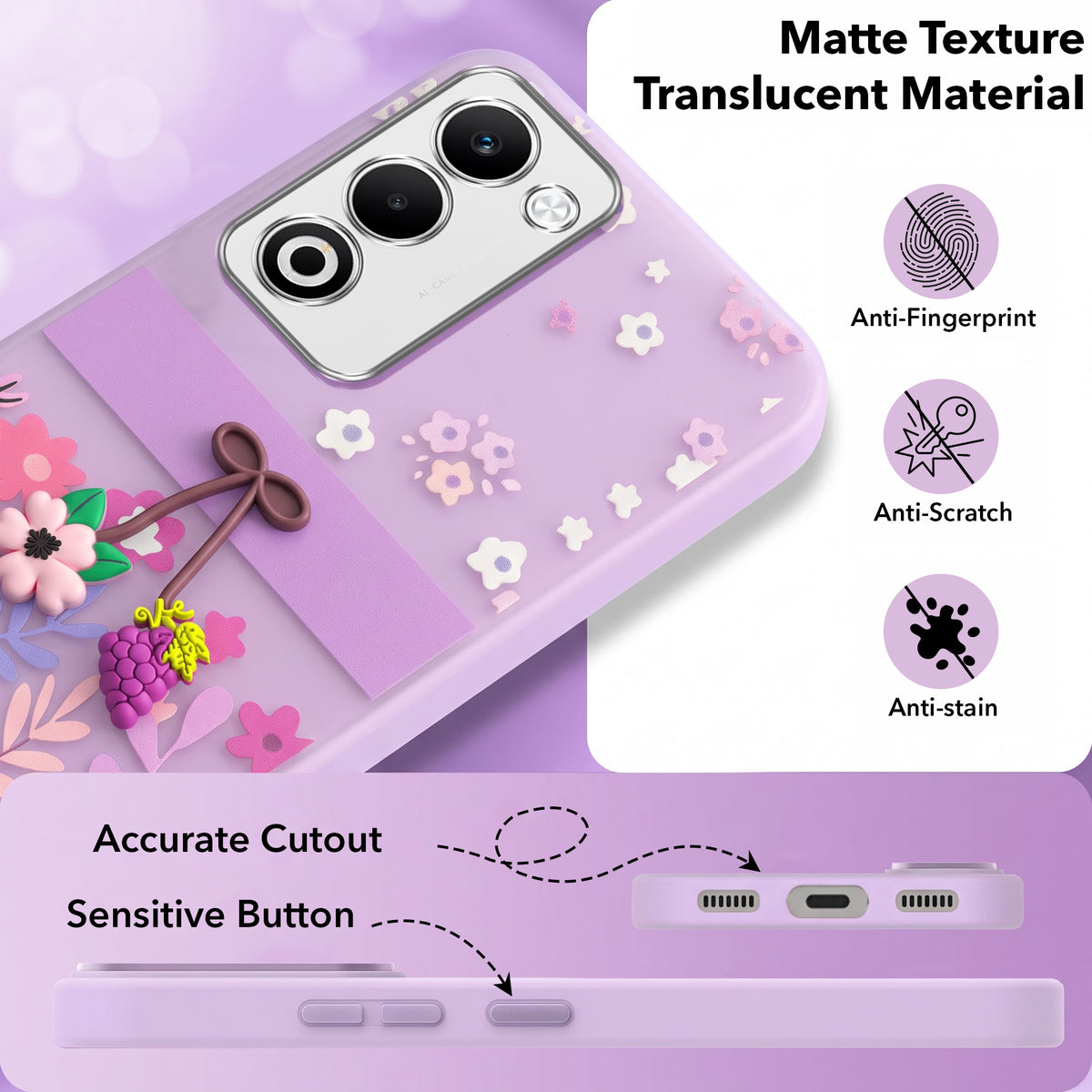 For Oppo A5 5G Back Cover Case (3D Cute Cartoons | Hard Back Side Soft | Matte Premium Finish | HD Printing)