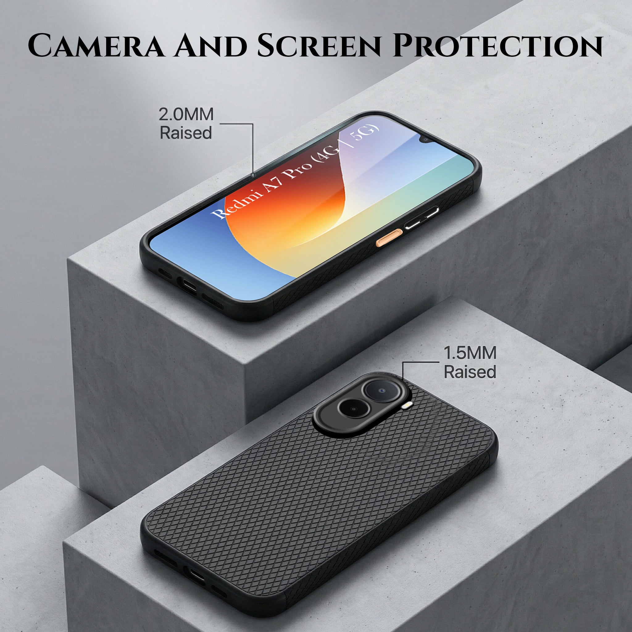 For Redmi A7 Pro 5G Combo with Back Cover and 9H Tempered Glass (Liquid Silicone | Camera Protection | Oleophobic Coating Screen Glass)